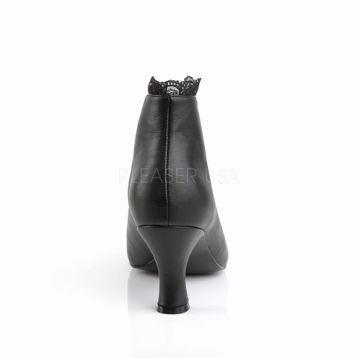 JENNA-105  Black Faux Leather-Lace