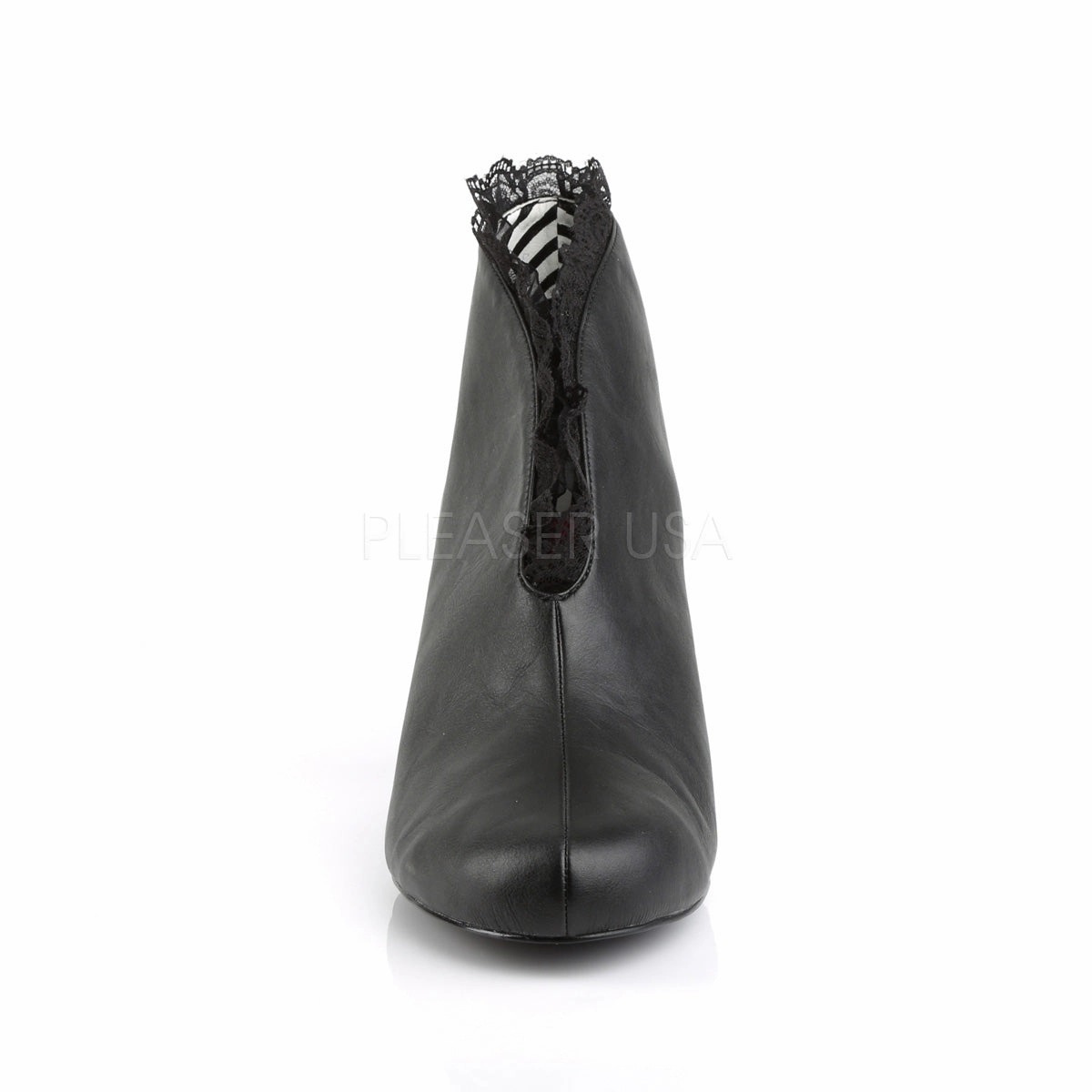 JENNA-105  Black Faux Leather-Lace