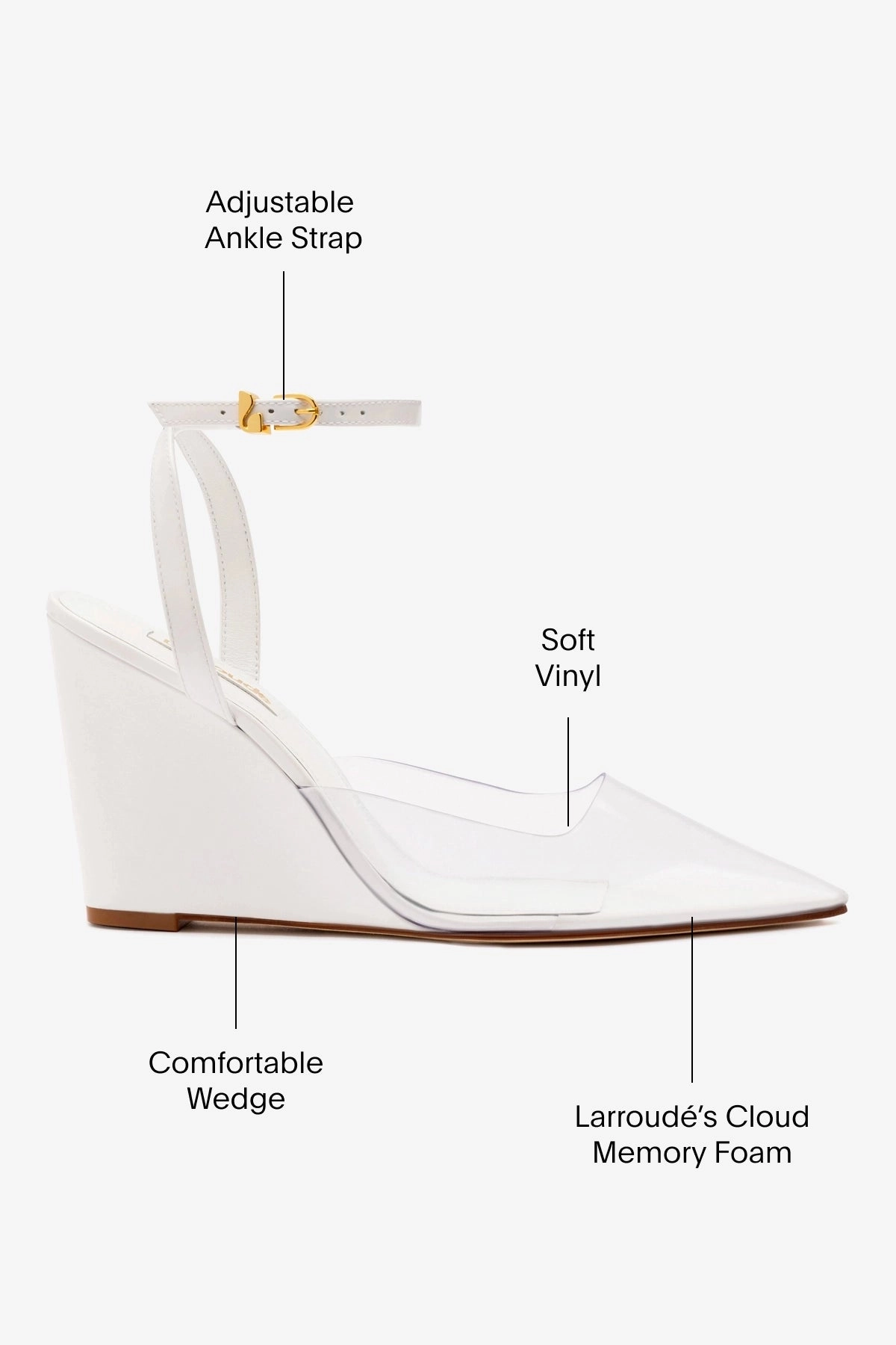 Kim Wedge Pump In White Leather and Vinyl