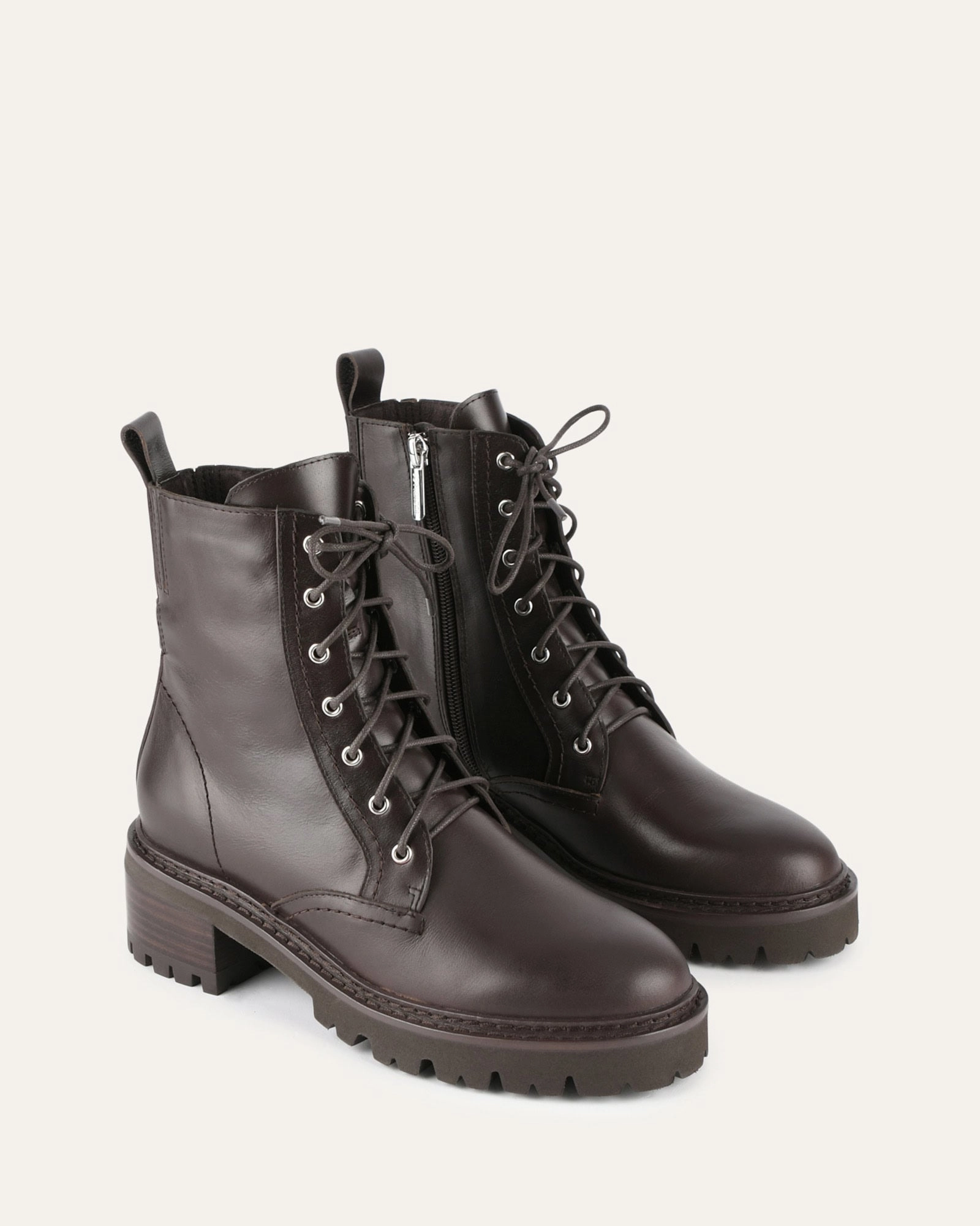KODA FLAT ANKLE BOOTS CACAO LEATHER