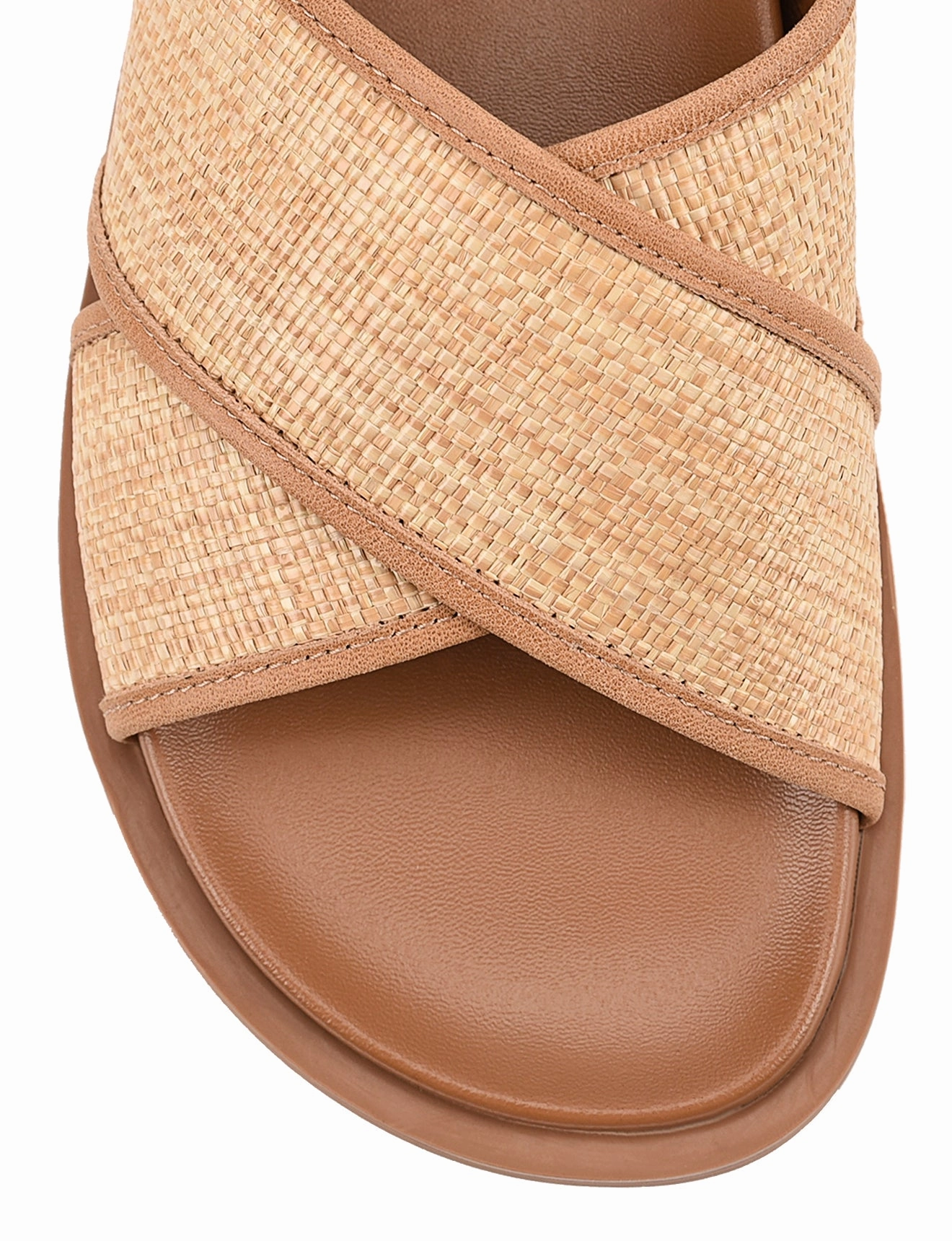 Laguna Footbed Sandals - Tan Leather and Natural Raffia