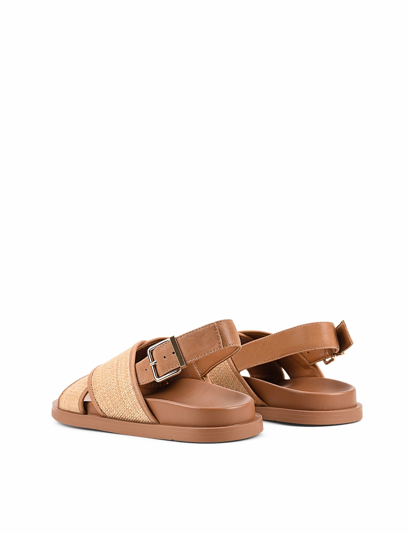 Laguna Footbed Sandals - Tan Leather and Natural Raffia