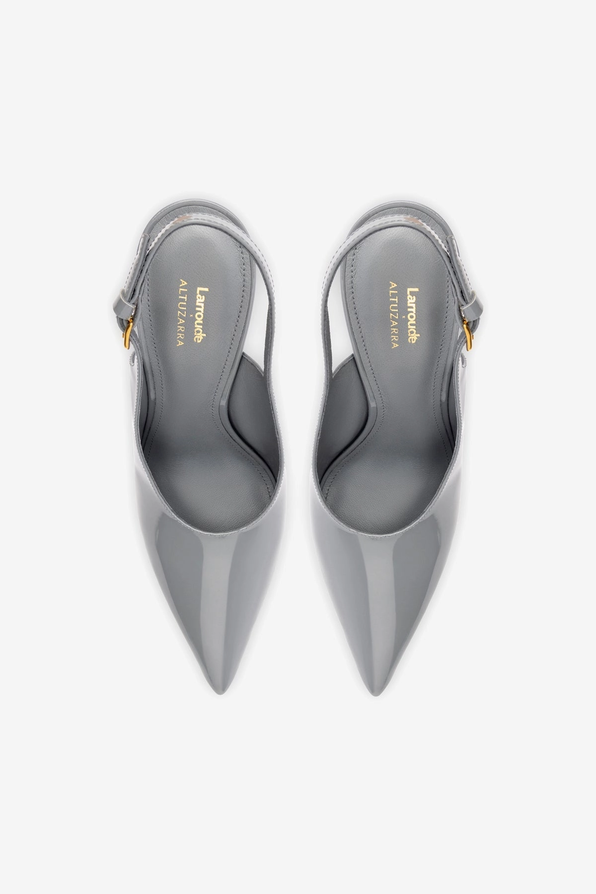 Larroudé x Altuzarra Pump In Titanium Patent Leather