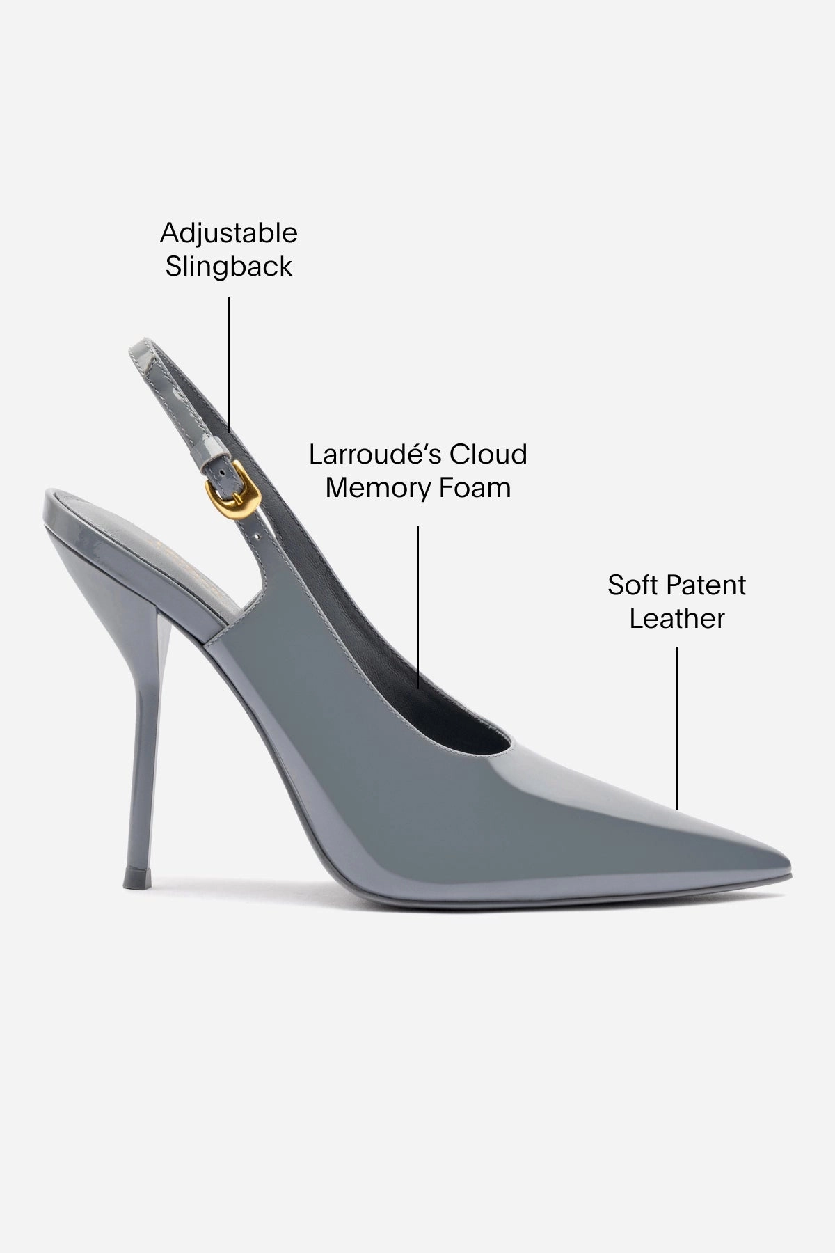 Larroudé x Altuzarra Pump In Titanium Patent Leather