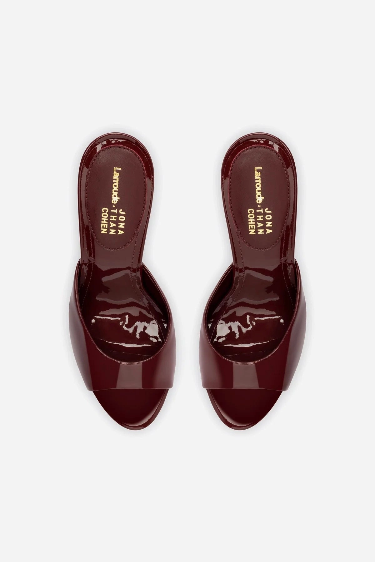 Larroudé x Jonathan Cohen Mule In Burgundy Patent Leather
