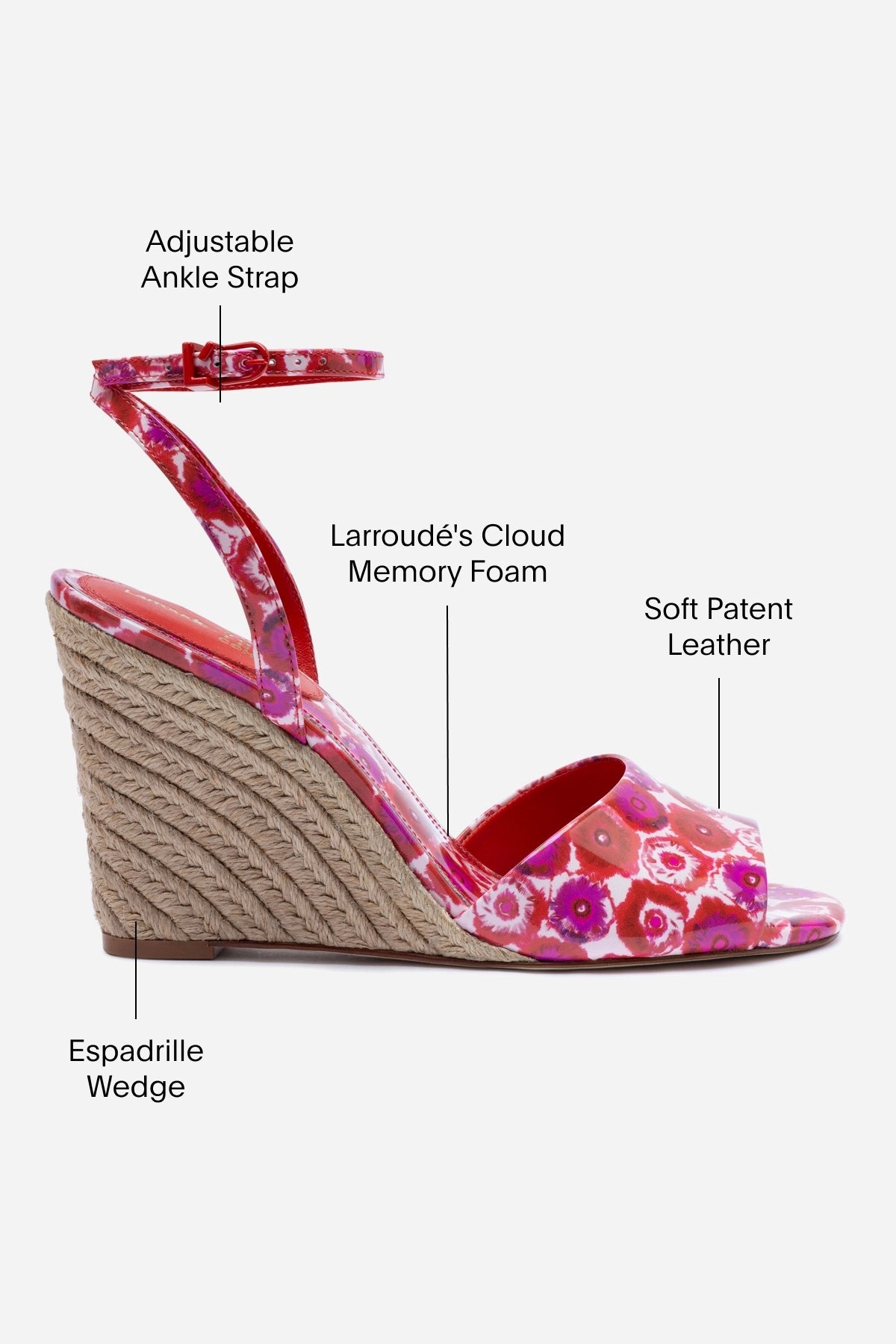 Larroudé x Jonathan Cohen Yves Wedge In Red Abstract Printed Patent Leather