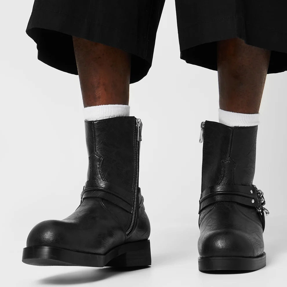 Legion Men's Stacked Hardware Biker Boots - Vintage Black