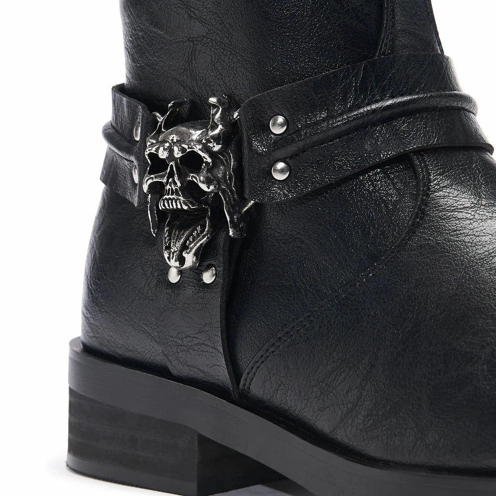 Legion Men's Stacked Hardware Biker Boots - Vintage Black
