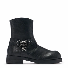 Legion Men's Stacked Hardware Biker Boots - Vintage Black