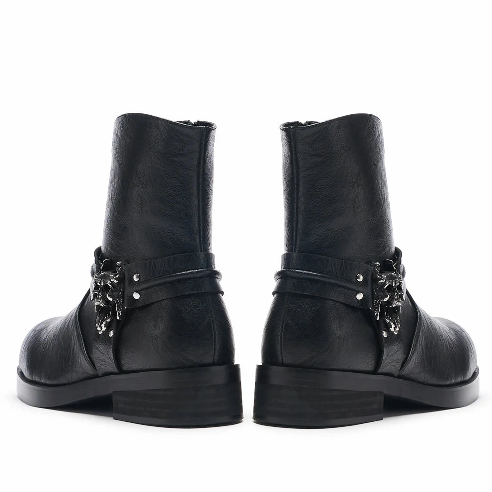 Legion Men's Stacked Hardware Biker Boots - Vintage Black