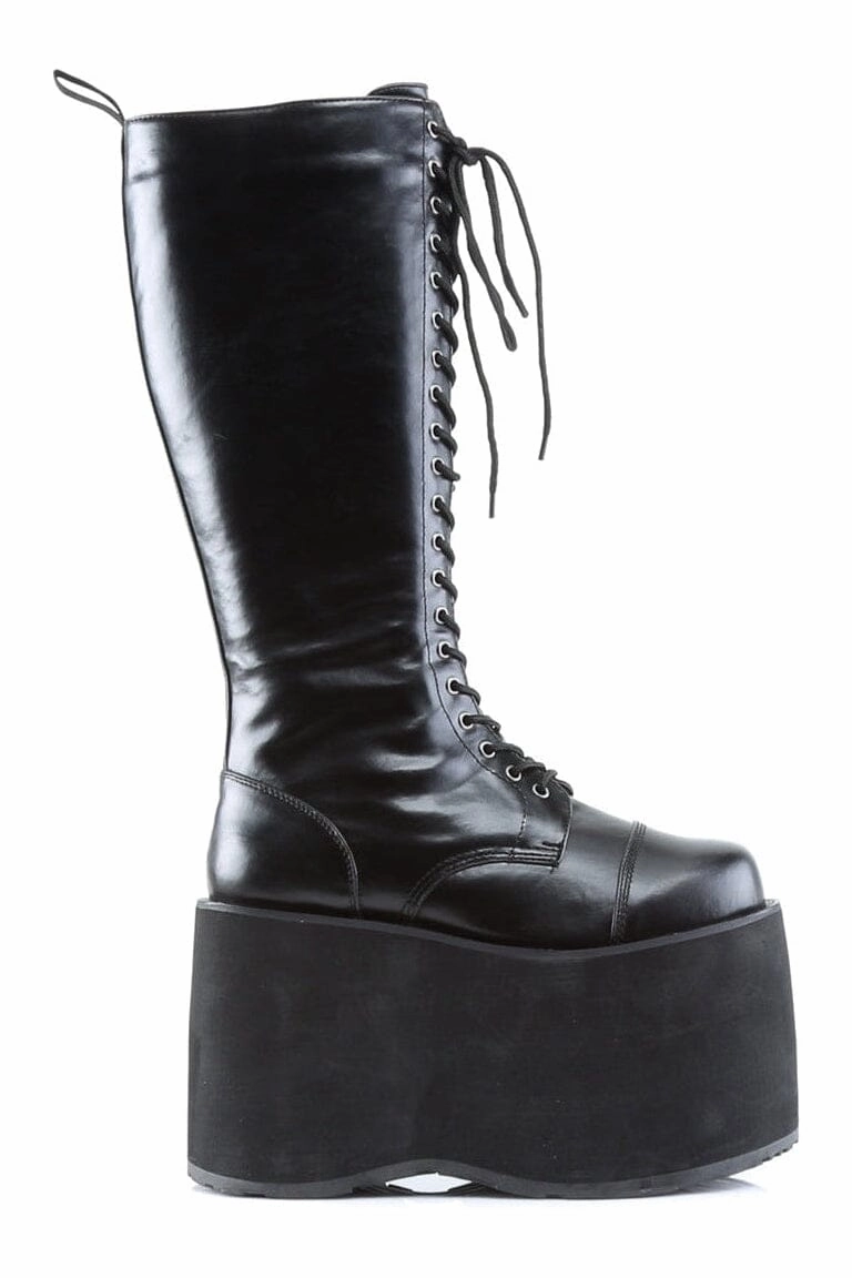 MEGA-602 Black Faux Leather Knee Boot
