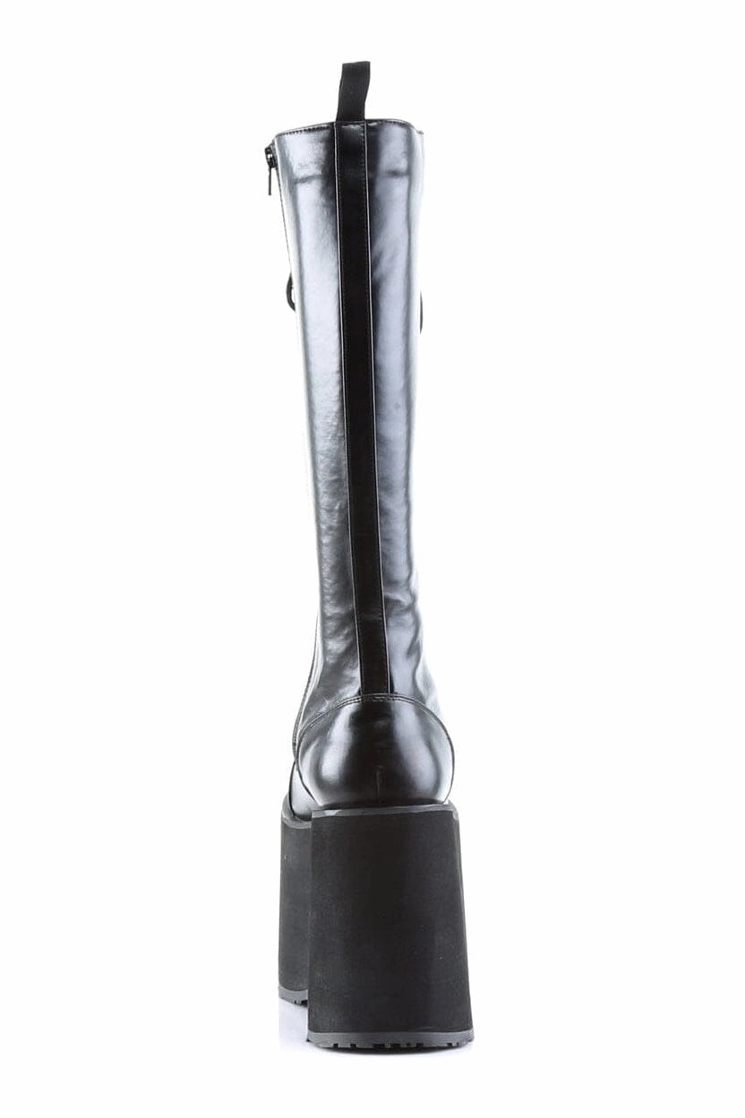 MEGA-602 Black Faux Leather Knee Boot