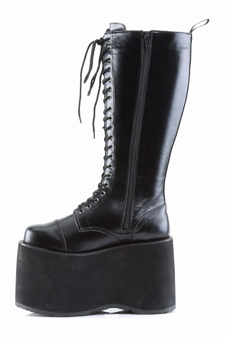 MEGA-602 Black Faux Leather Knee Boot