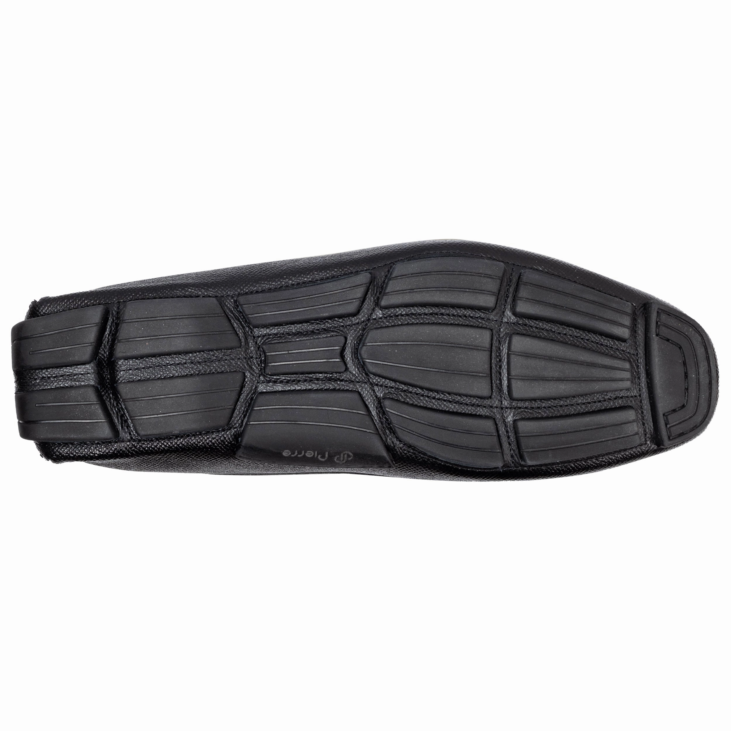 Men´s  black leather buckle driving shoes-rubber sole
