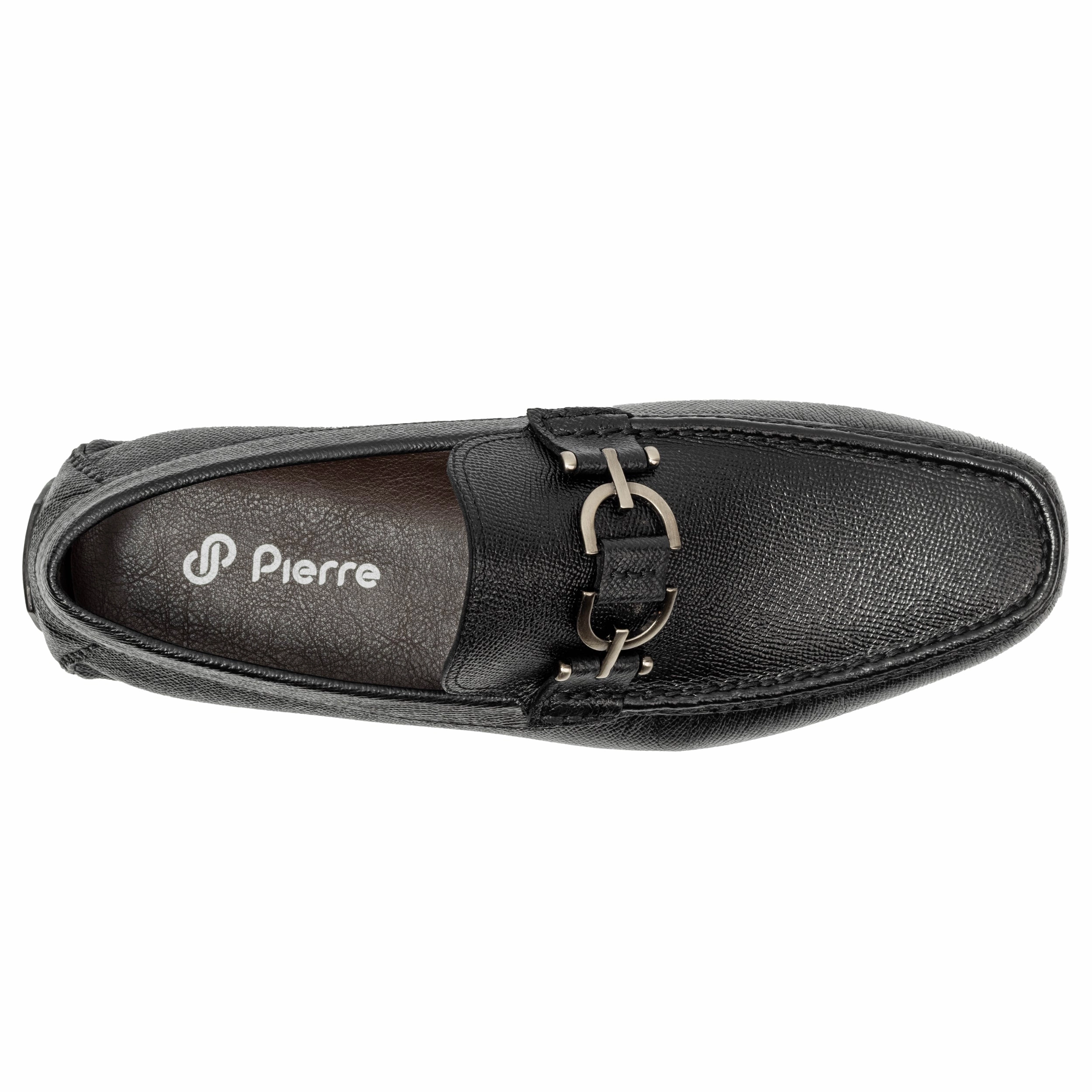 Men´s  black leather buckle driving shoes-rubber sole