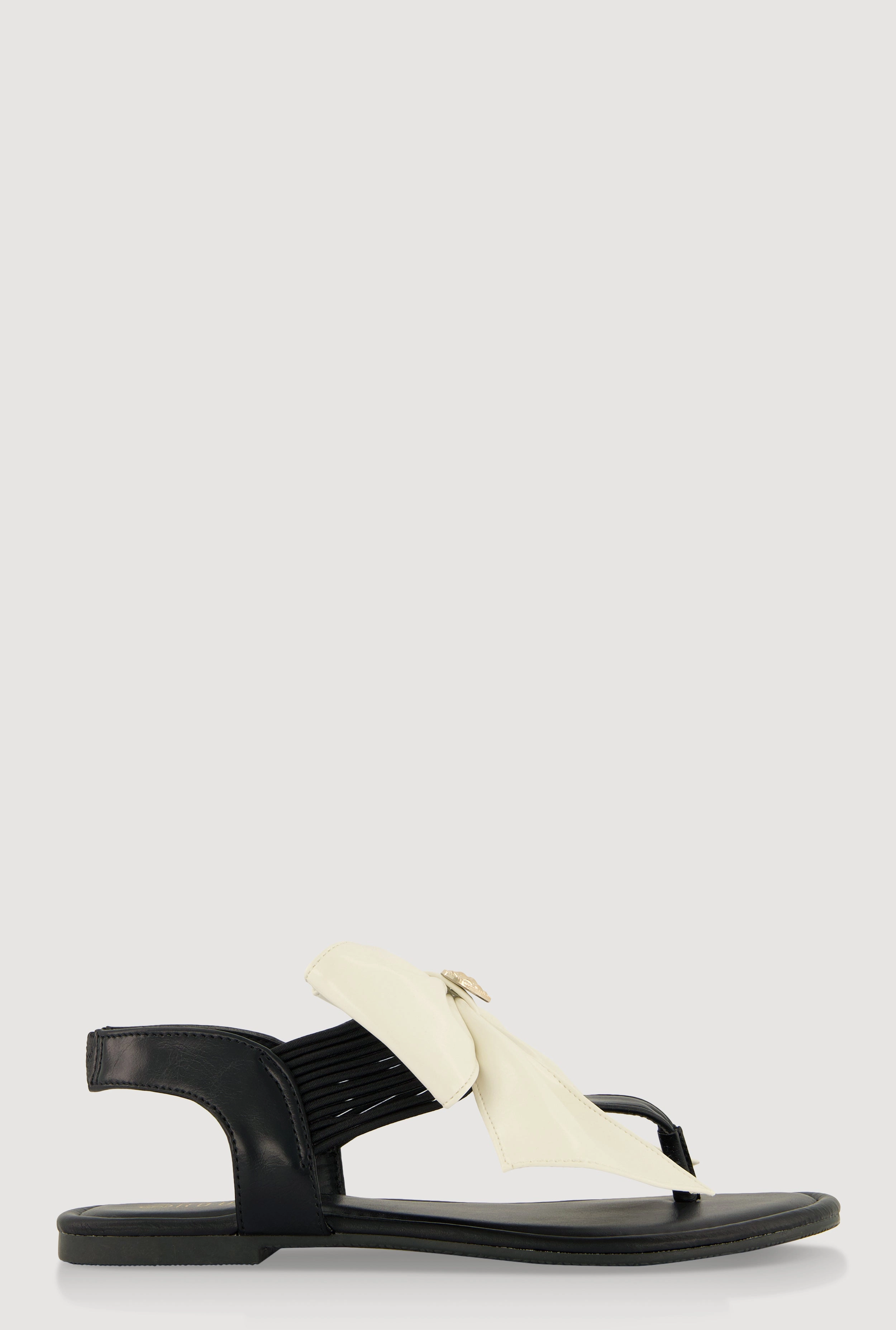 Metallic Heart Bow Corded Thong Sandals