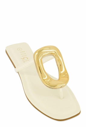 Metallic Pendant Thong Slide Sandals