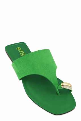 Metallic Toe Loop Detail Thong Slide Sandals