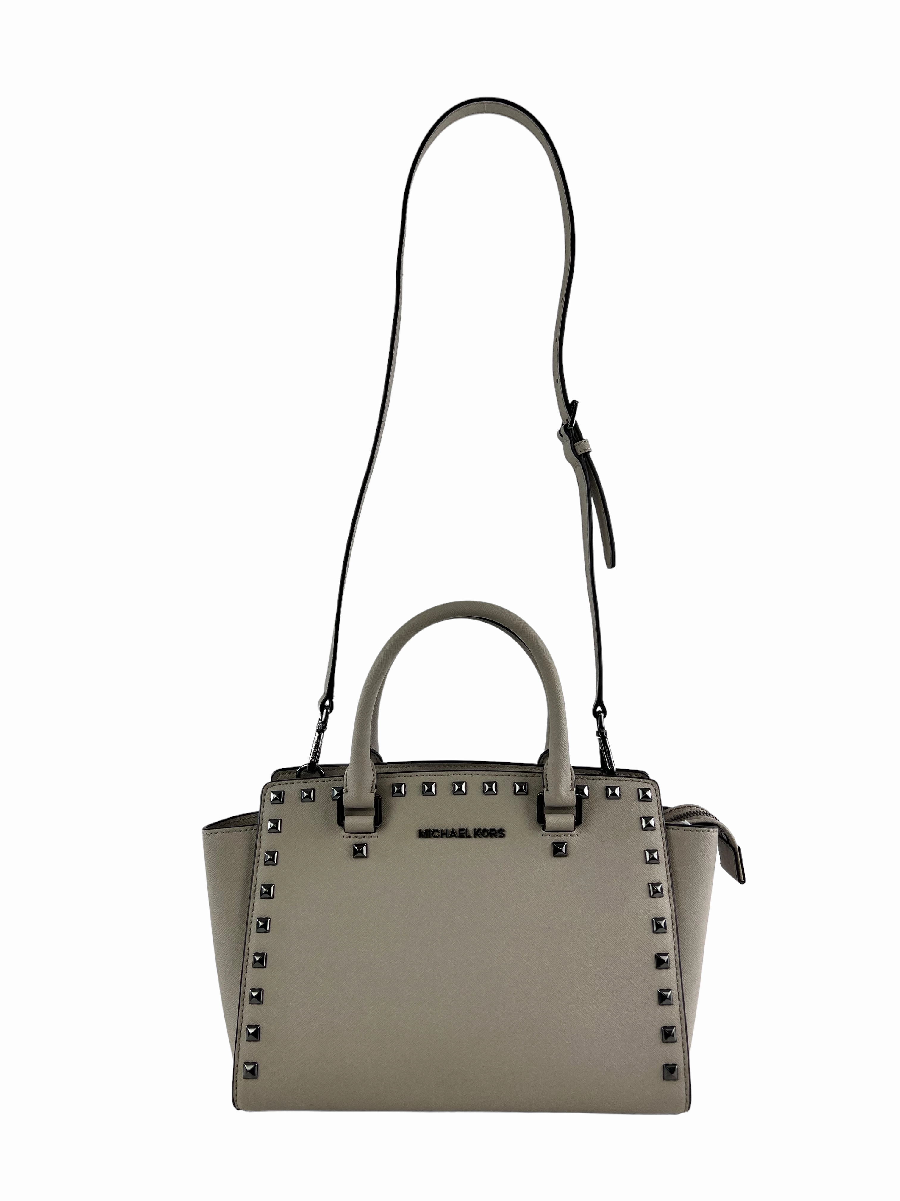 Michael Kors Grey Leather Studded Handbag