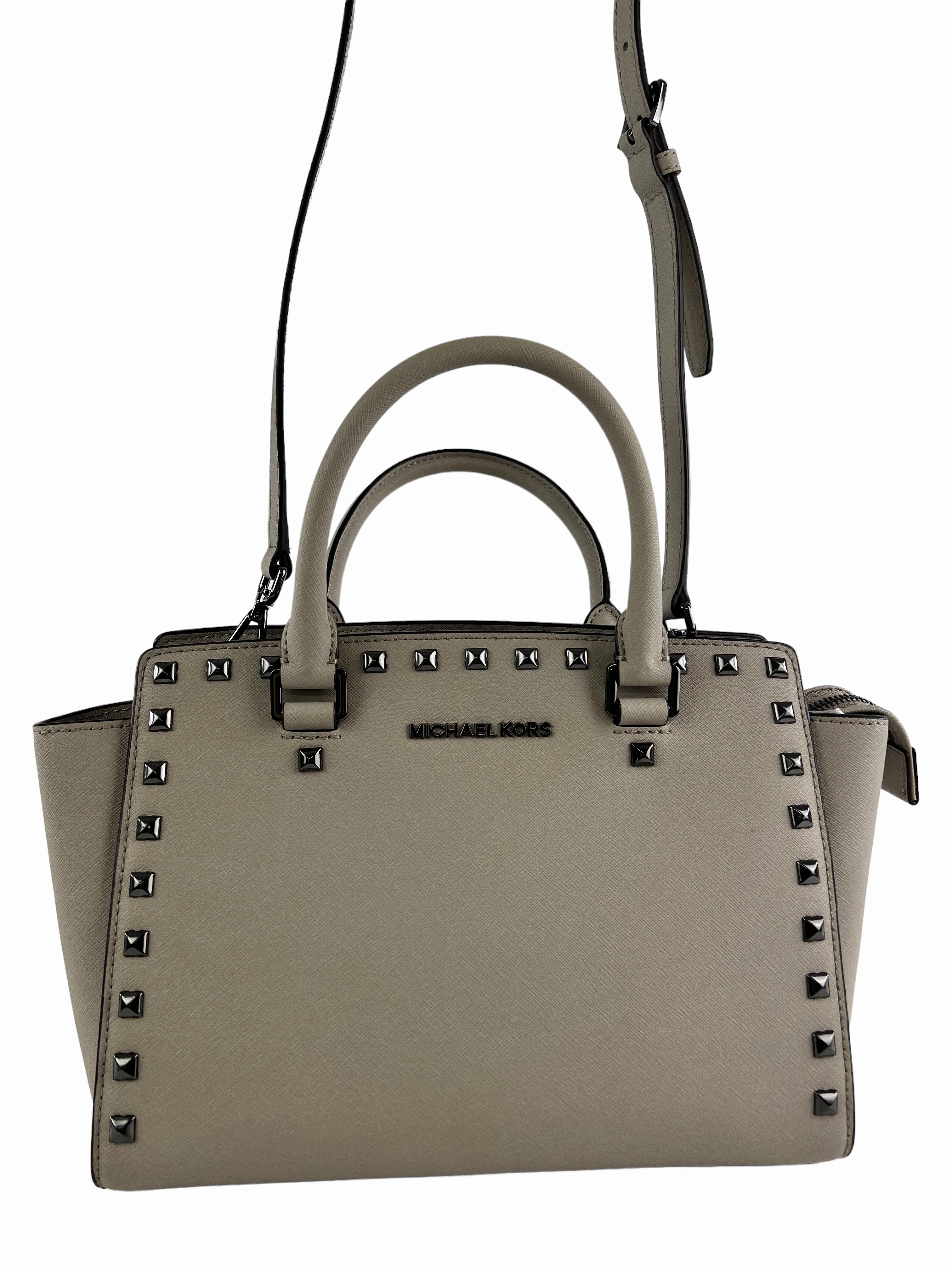 Michael Kors Grey Leather Studded Handbag