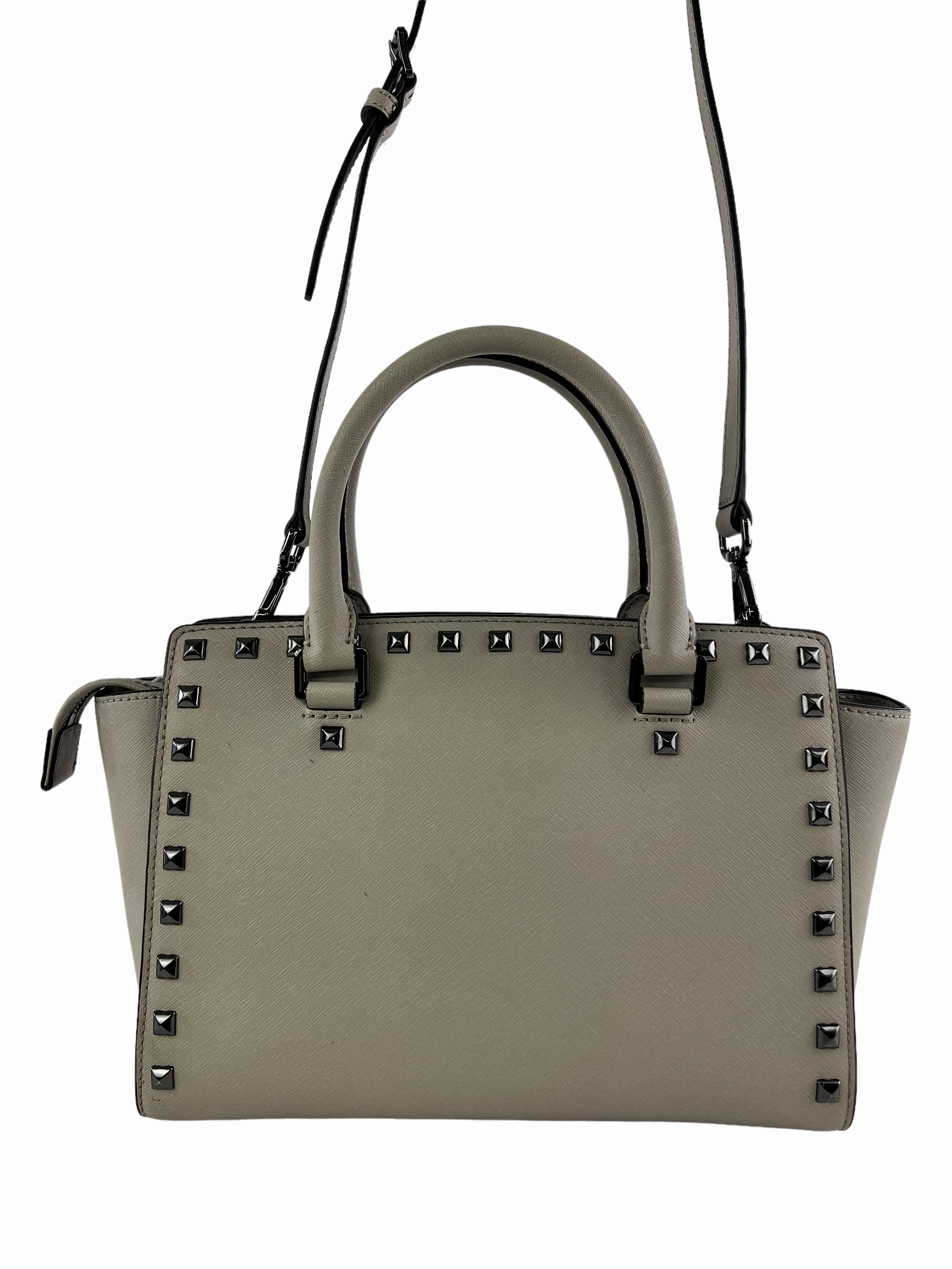 Michael Kors Grey Leather Studded Handbag