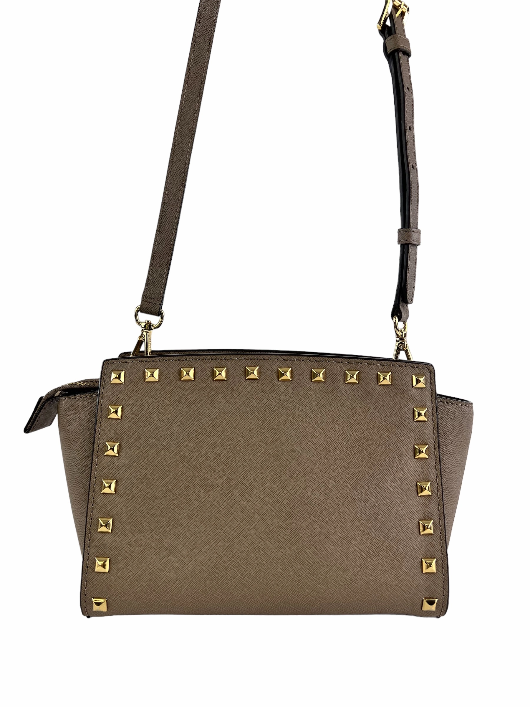 Michael Kors Small Taupe Leather Studded Crossbody