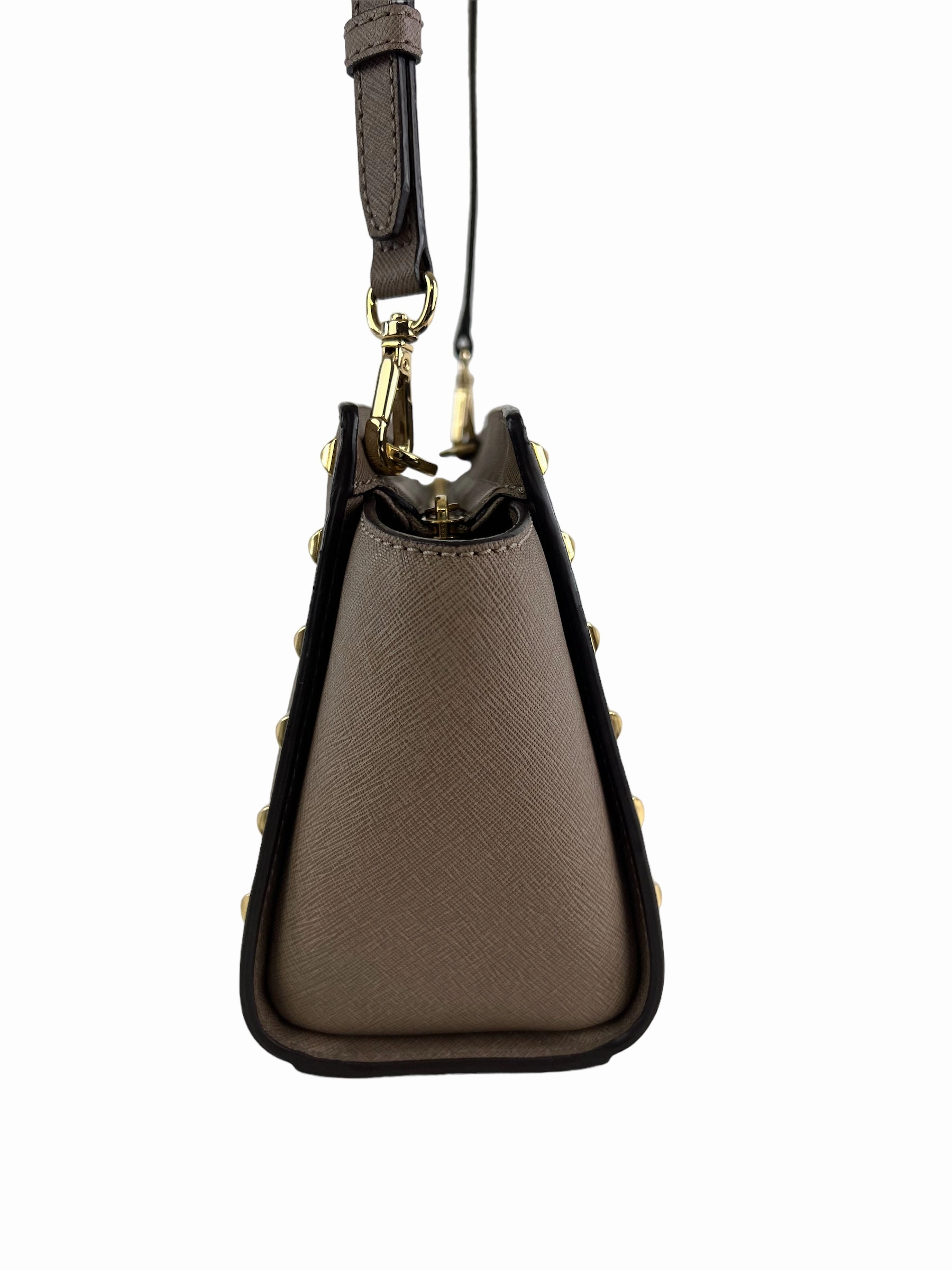 Michael Kors Small Taupe Leather Studded Crossbody
