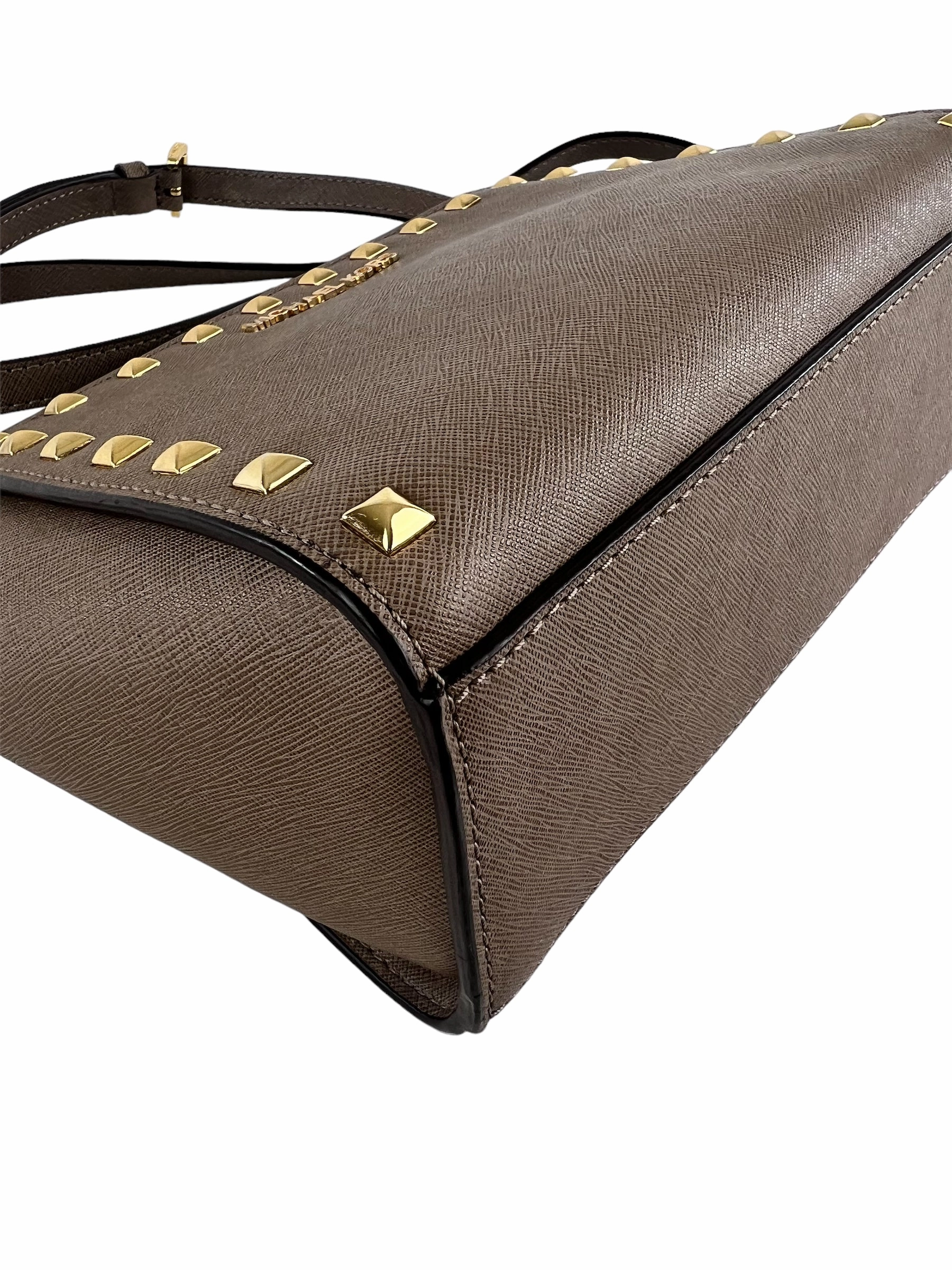 Michael Kors Small Taupe Leather Studded Crossbody