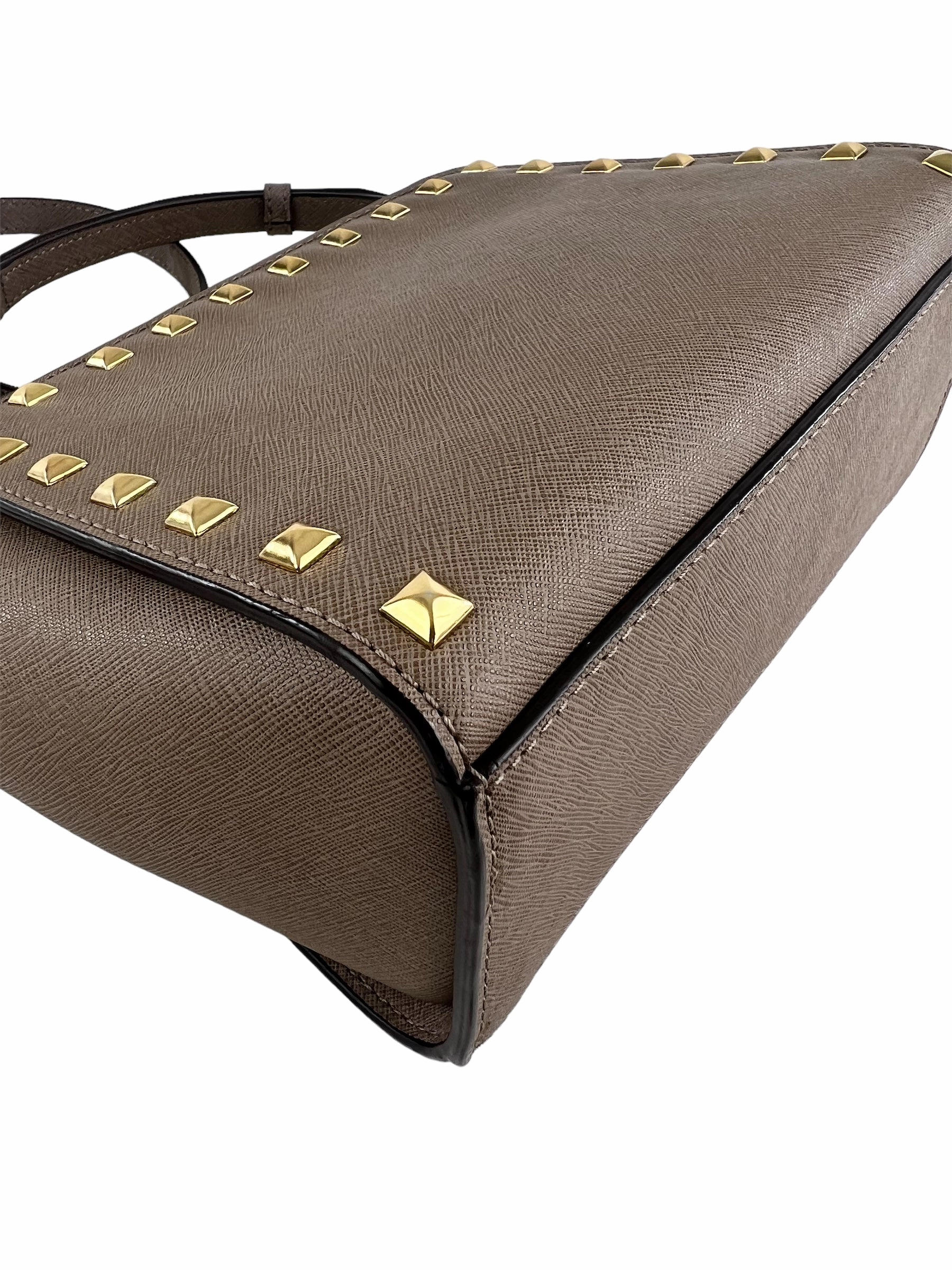 Michael Kors Small Taupe Leather Studded Crossbody