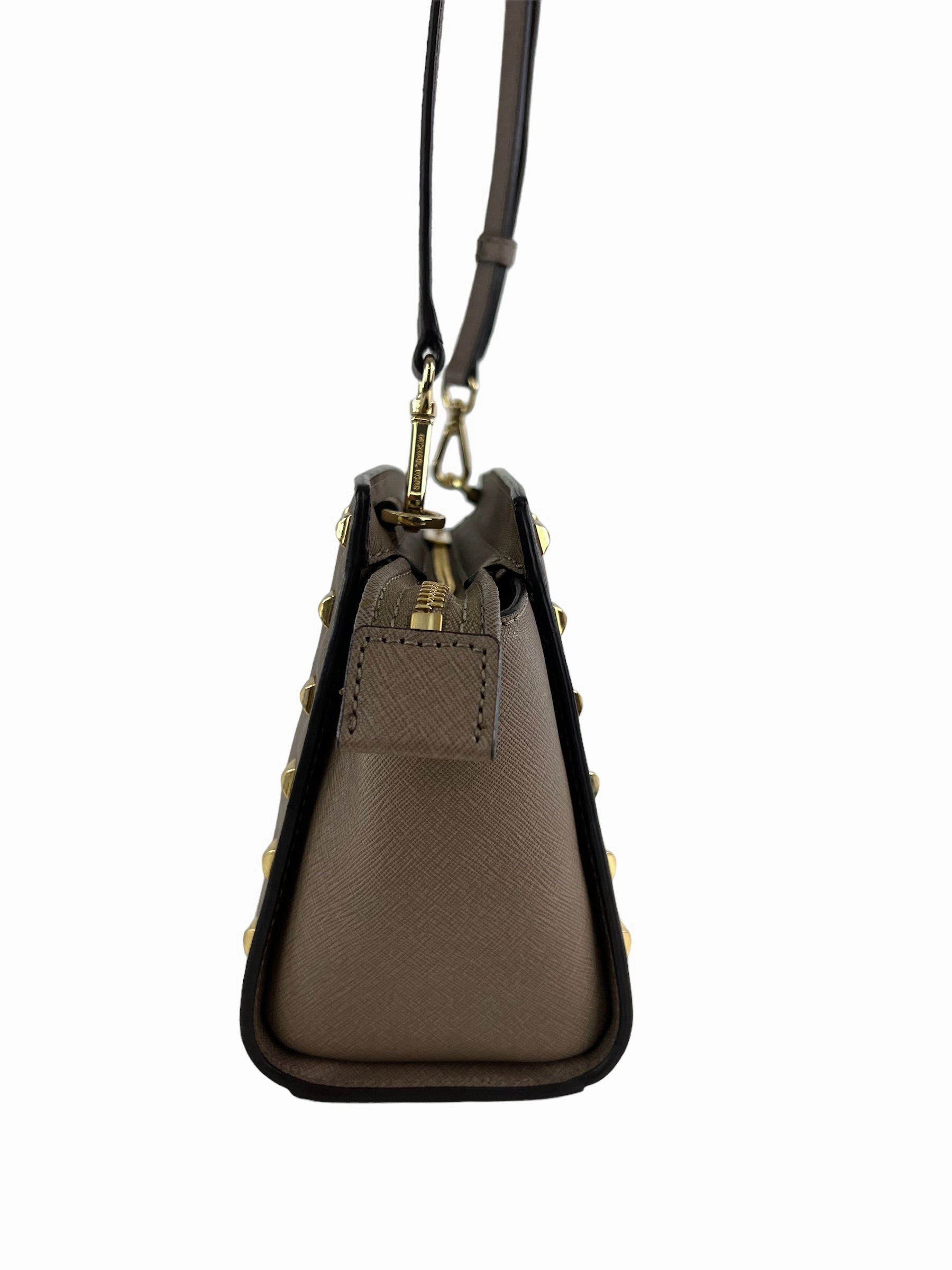 Michael Kors Small Taupe Leather Studded Crossbody