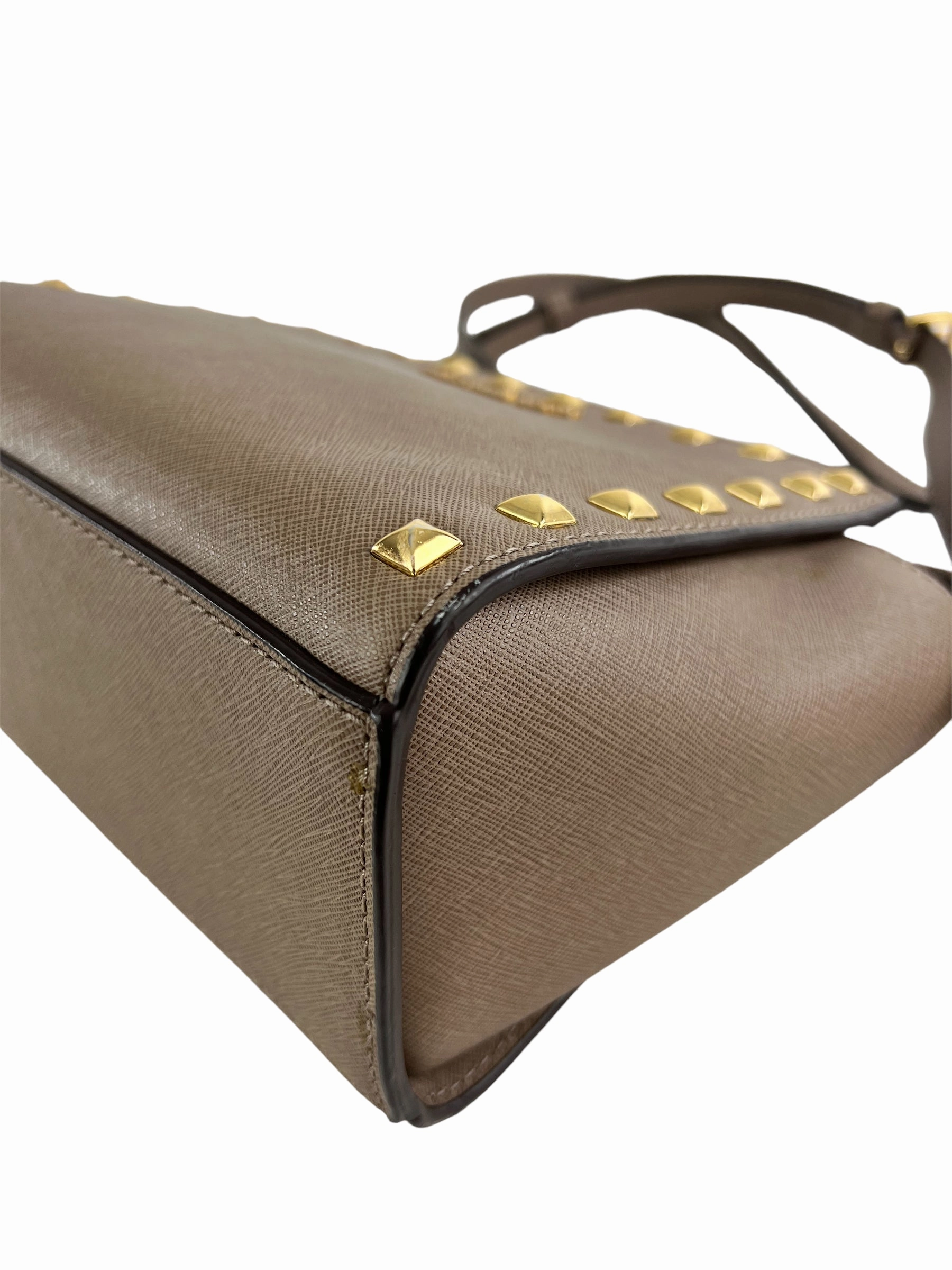 Michael Kors Small Taupe Leather Studded Crossbody