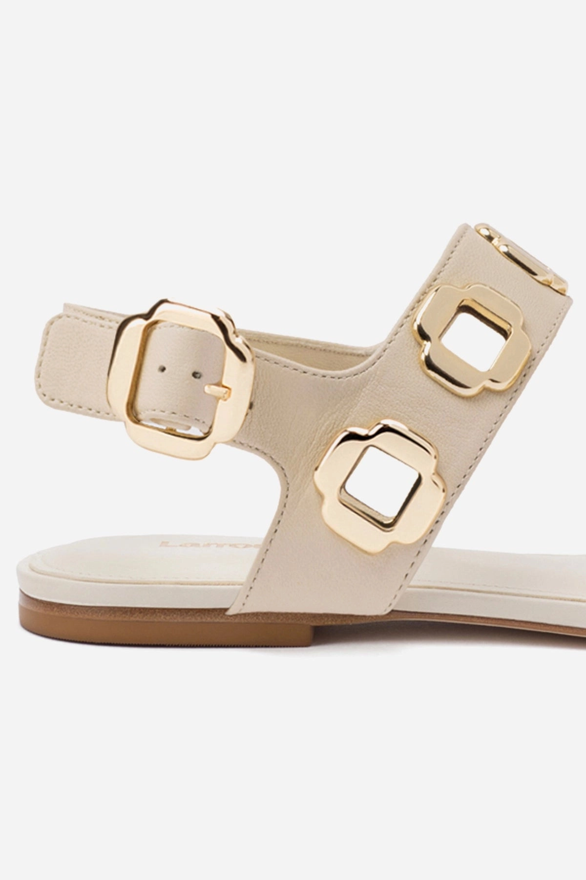 Milan Flat Sandal In Ivory Leather