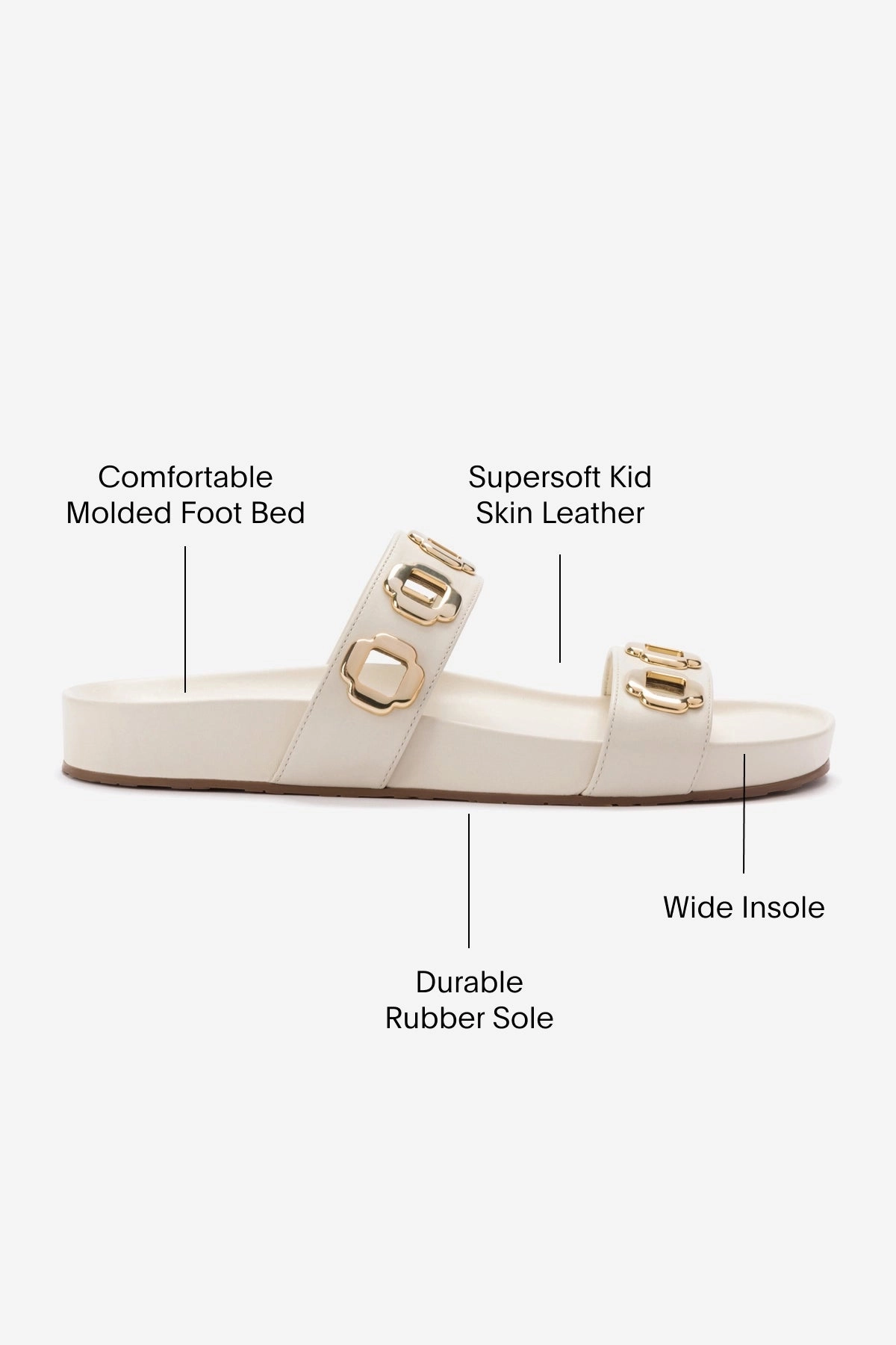 Milan Slide In Ivory Leather