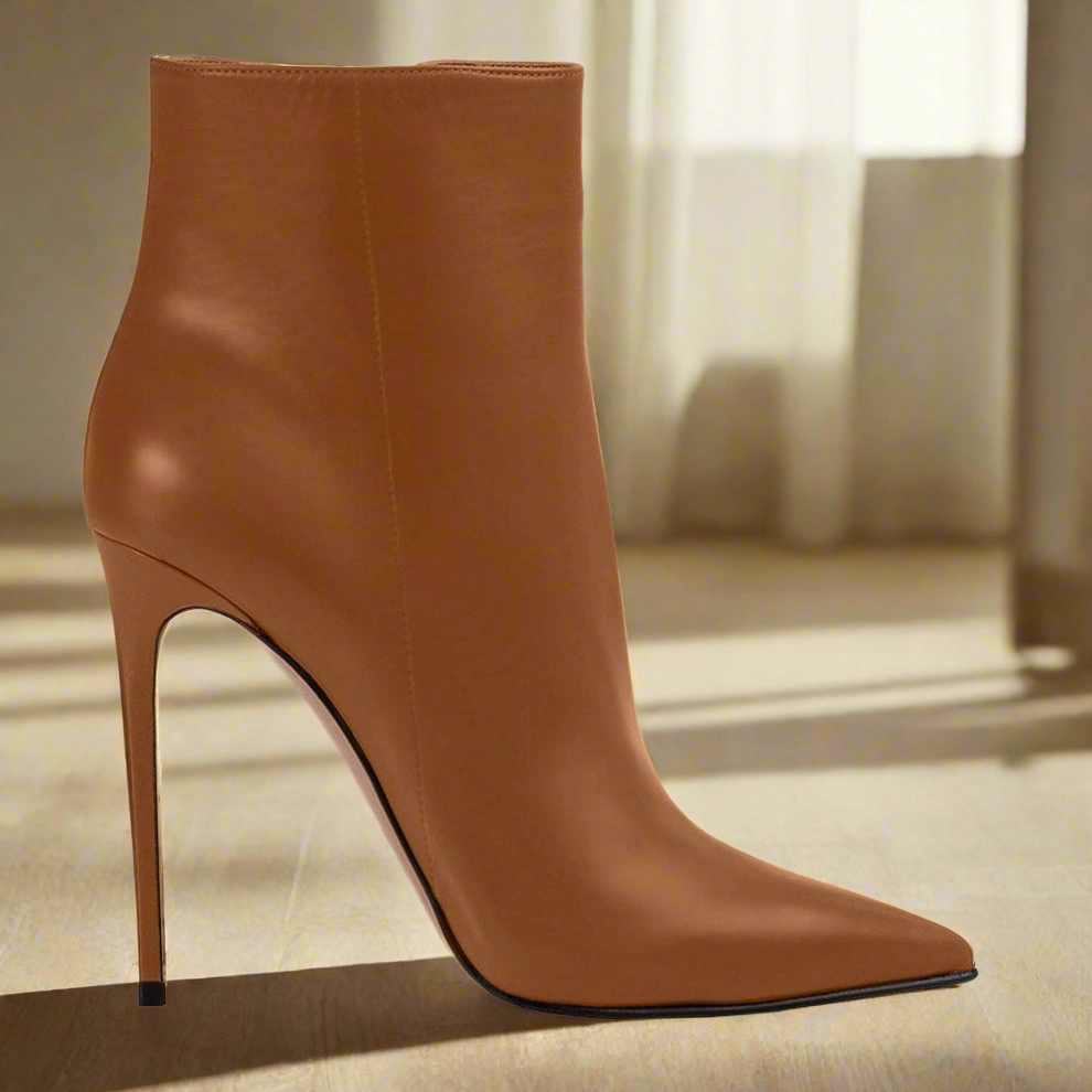 Nala Brown Leather Ankle Boots