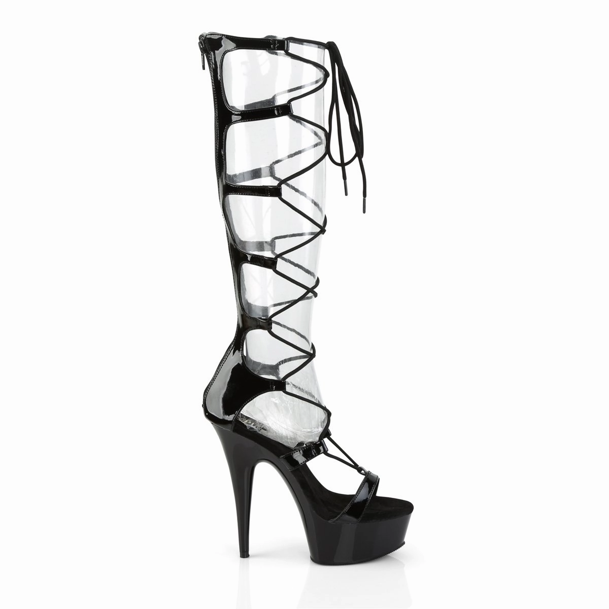 Pleaser Delight-698-Black-Size 6-Clearance