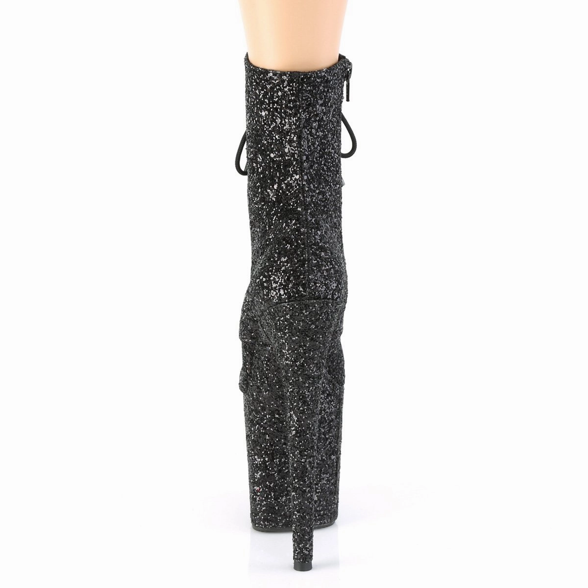Pleaser Flamingo-1020GWR-Black Glitter-Size 5-Clearance