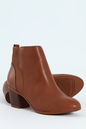 Pu Insert Chelsea Ankle Boot - Tan