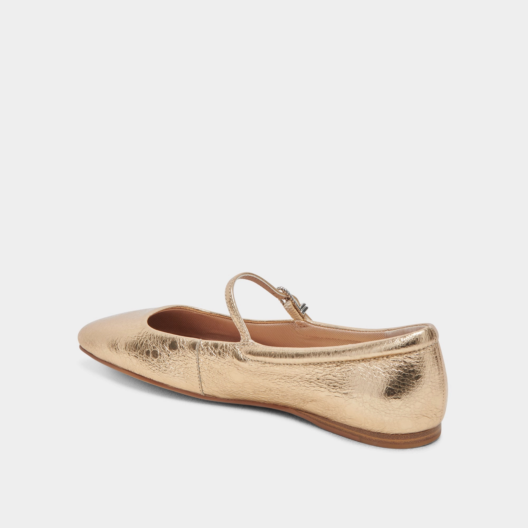 REYES WIDE BALLET FLATS GOLD DISTRESSED LEATHER
