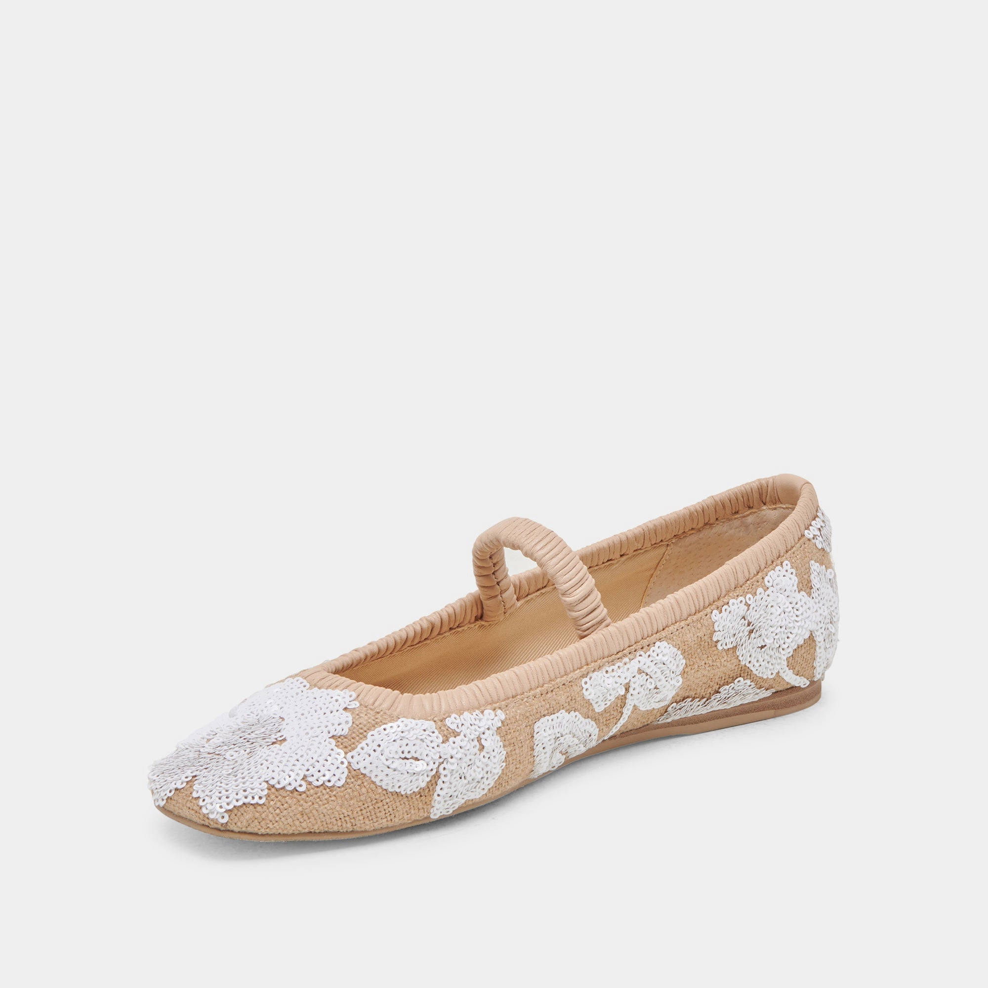 RHODIE BALLET FLATS NATURAL MULTI FLORAL SEQUIN