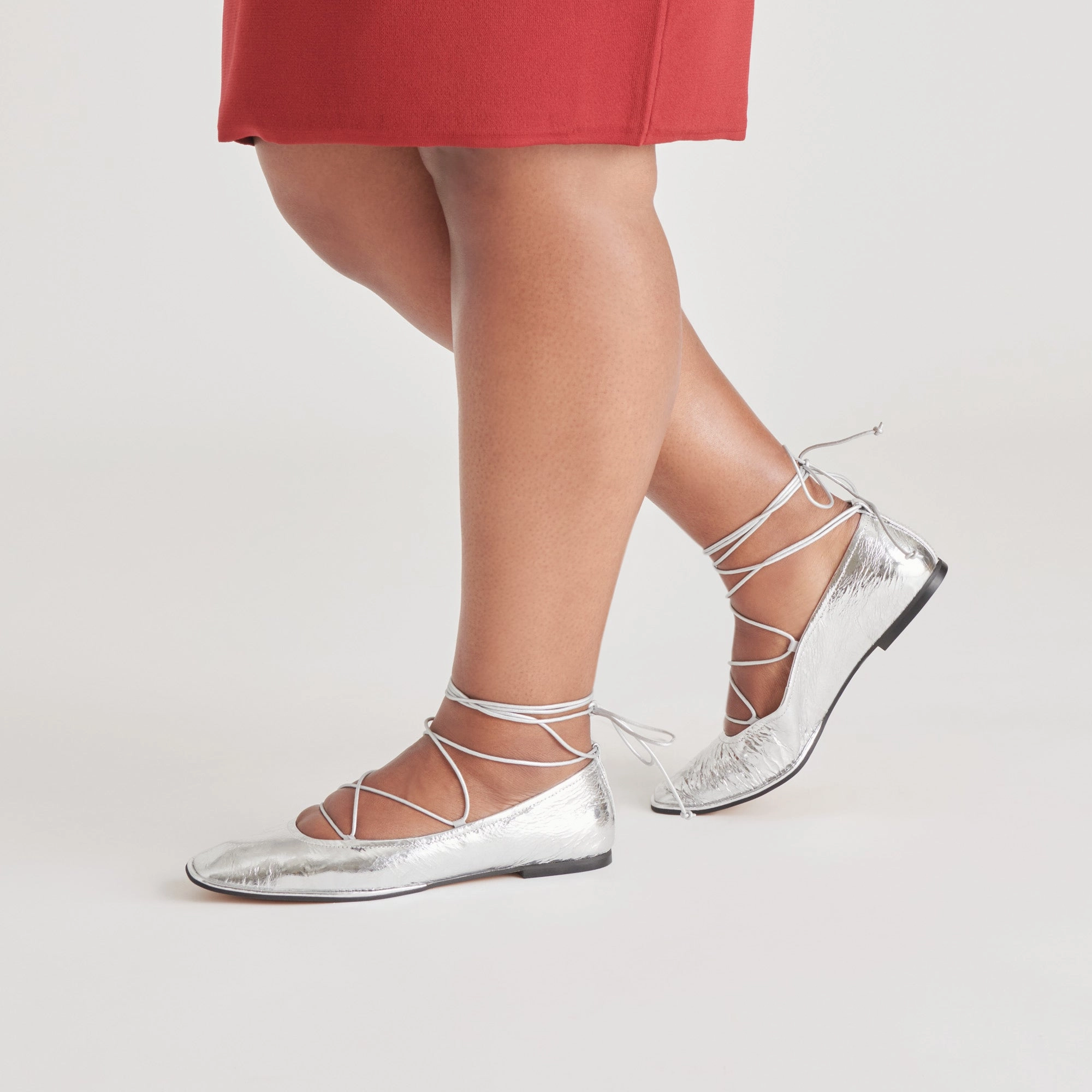 RYDER BALLET FLATS SILVER DISTRESSED LEATHER