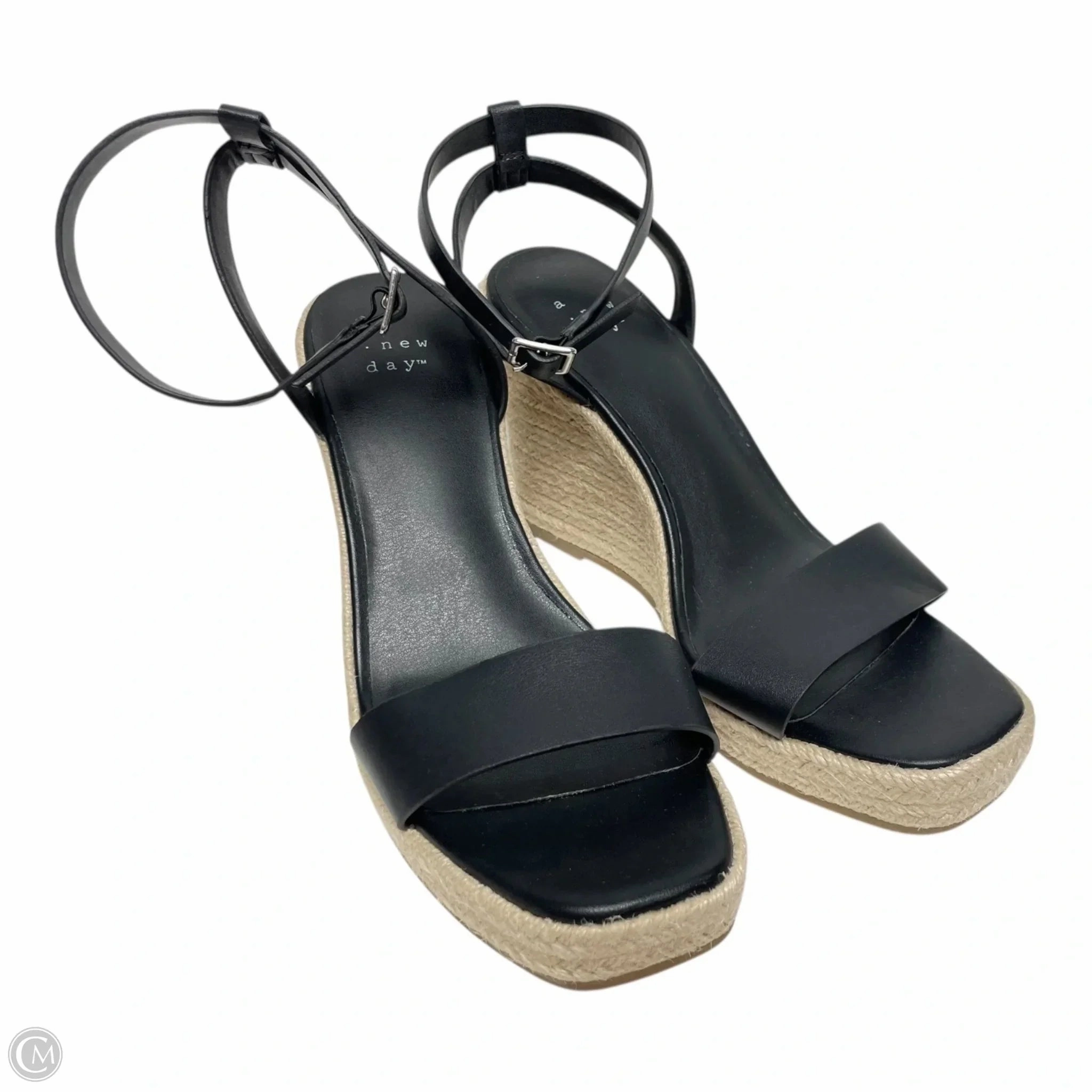 Sandals Heels Wedge By A New Day In Black & Tan, Size: 7