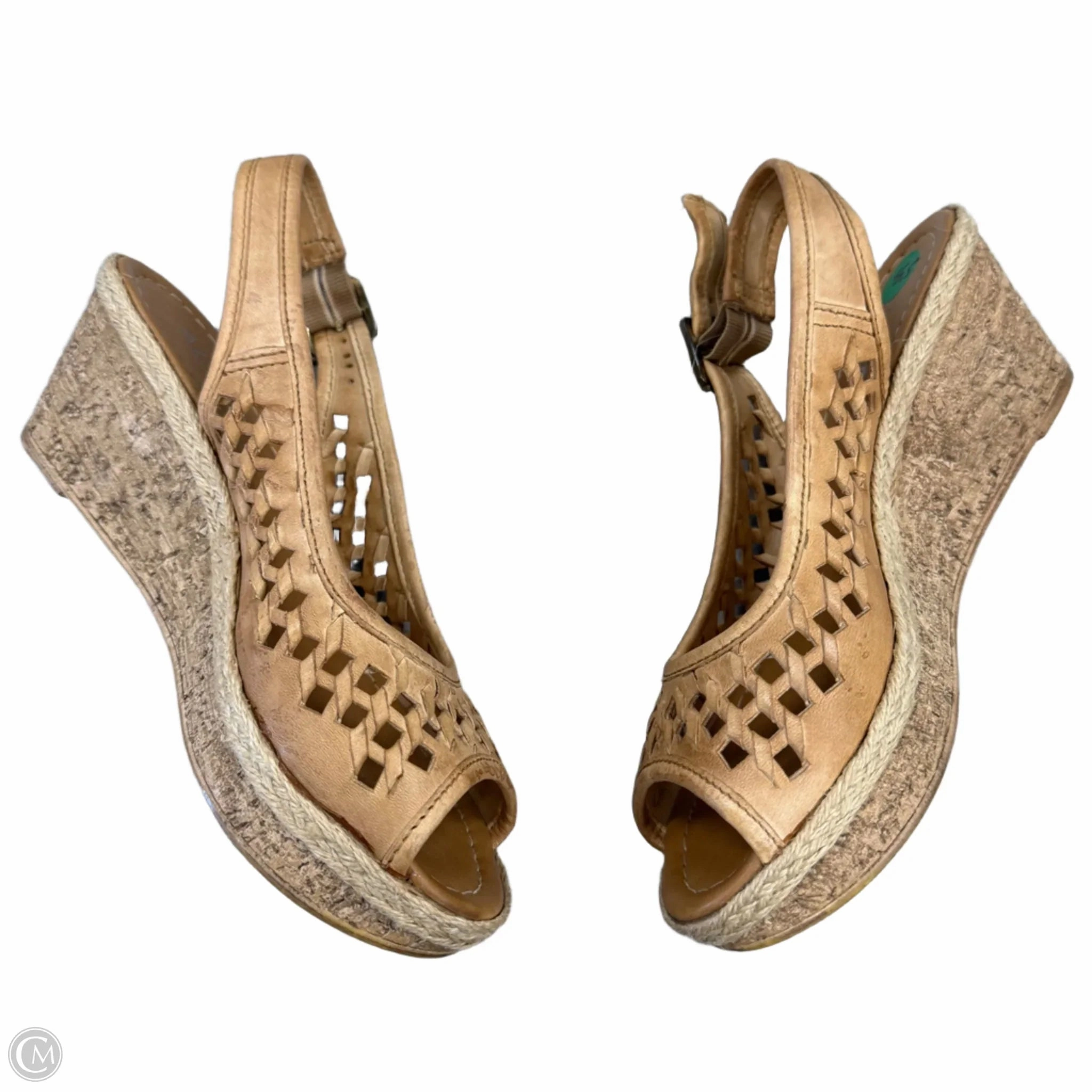 Sandals Heels Wedge By Aldo In Tan, Size: 5.5