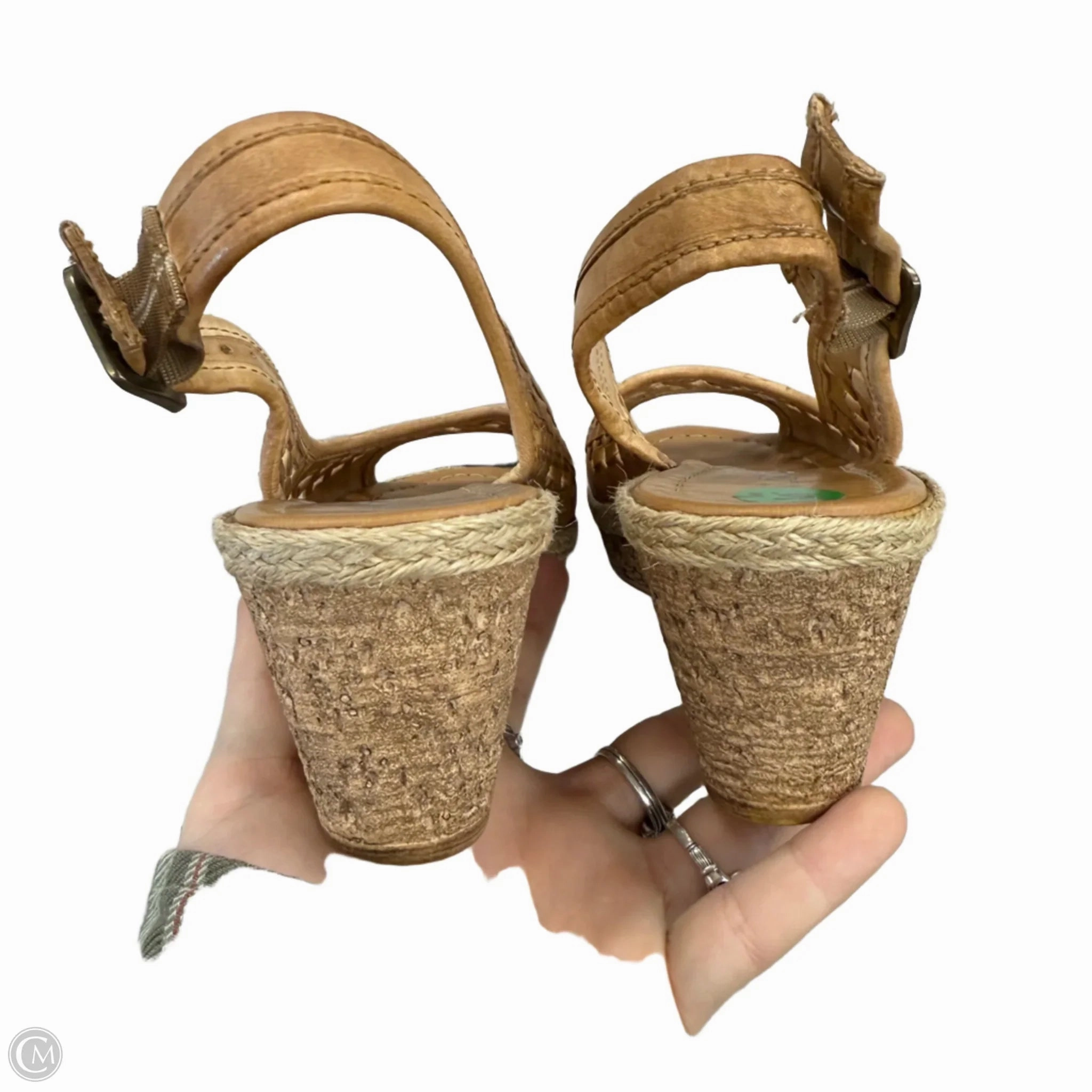 Sandals Heels Wedge By Aldo In Tan, Size: 5.5