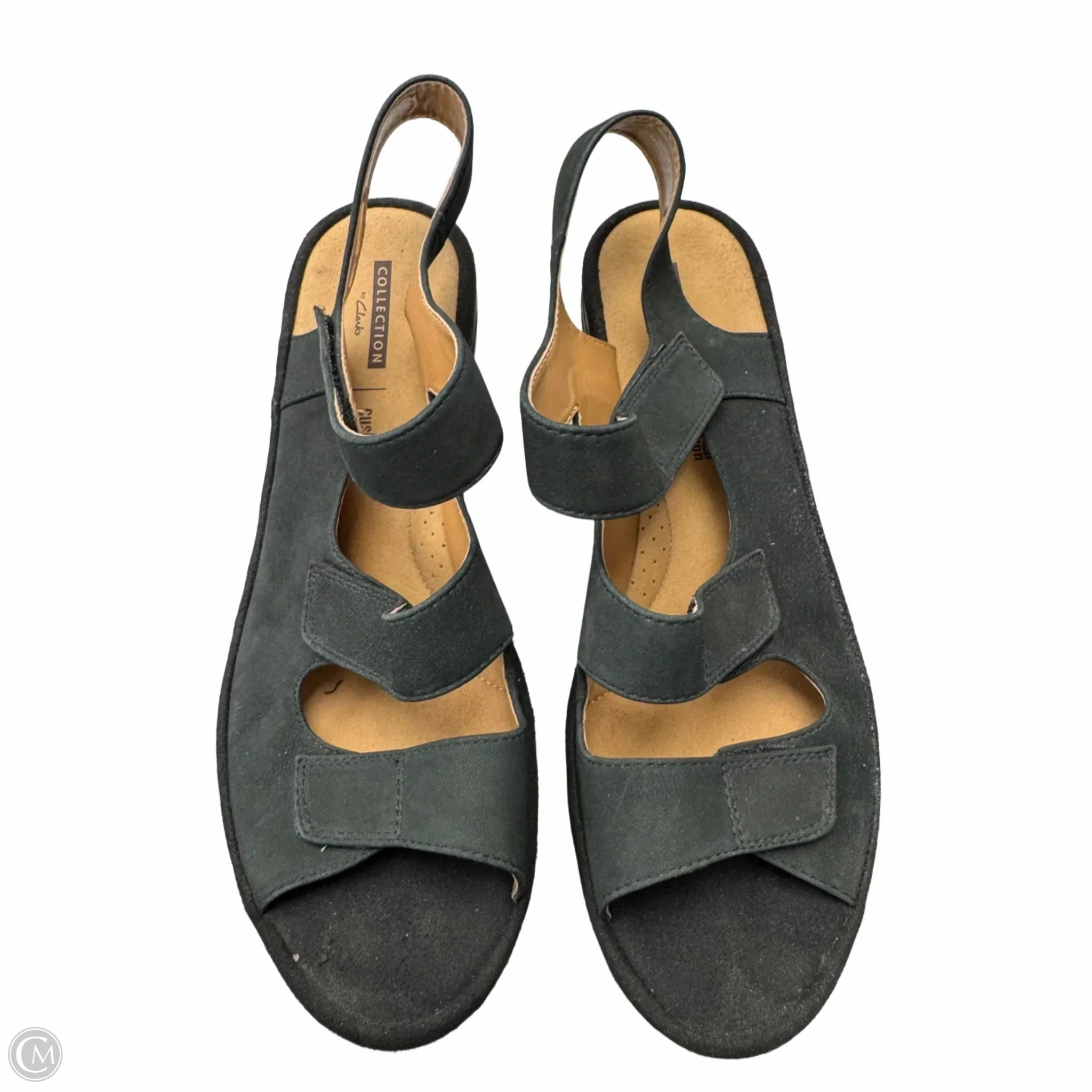 Sandals Heels Wedge By Clarks In Black, Size: 10.5