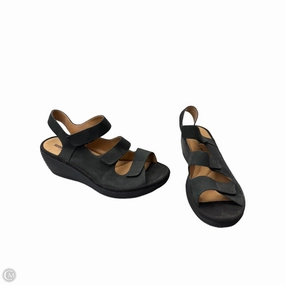 Sandals Heels Wedge By Clarks In Black, Size: 10.5