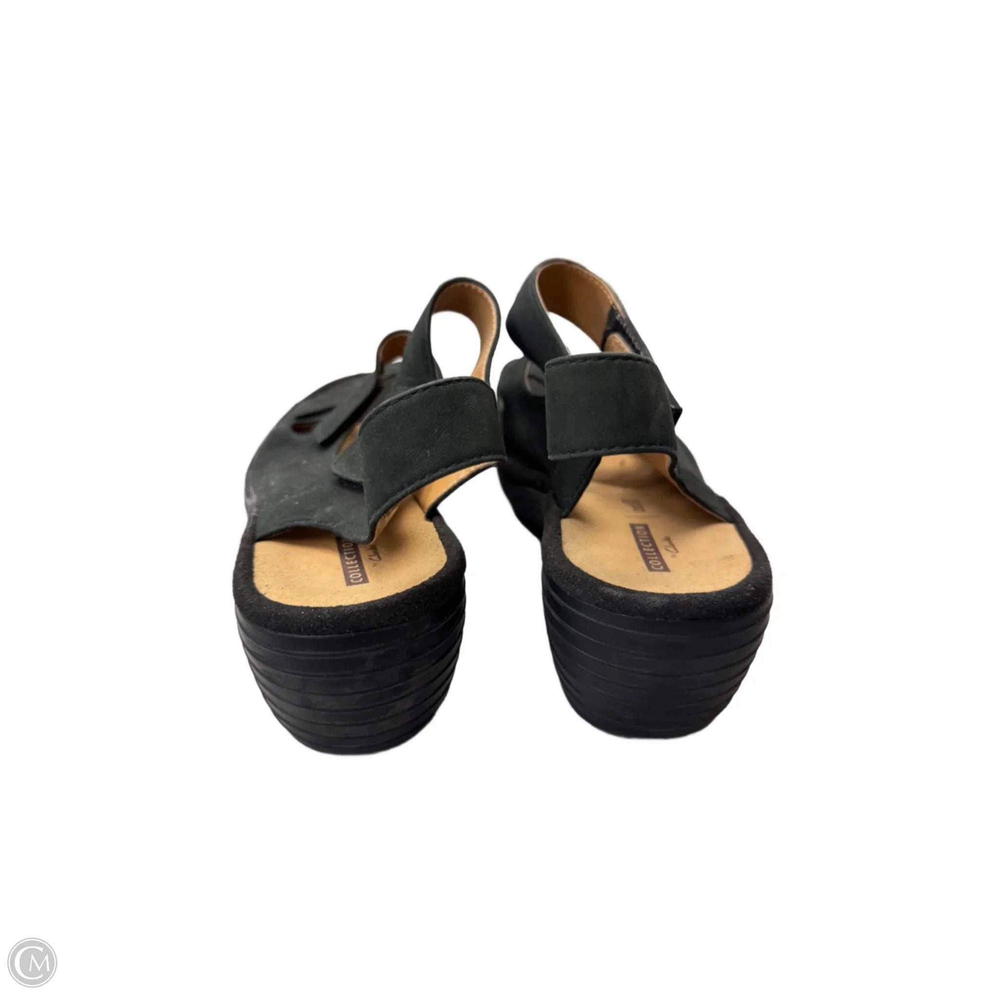 Sandals Heels Wedge By Clarks In Black, Size: 10.5