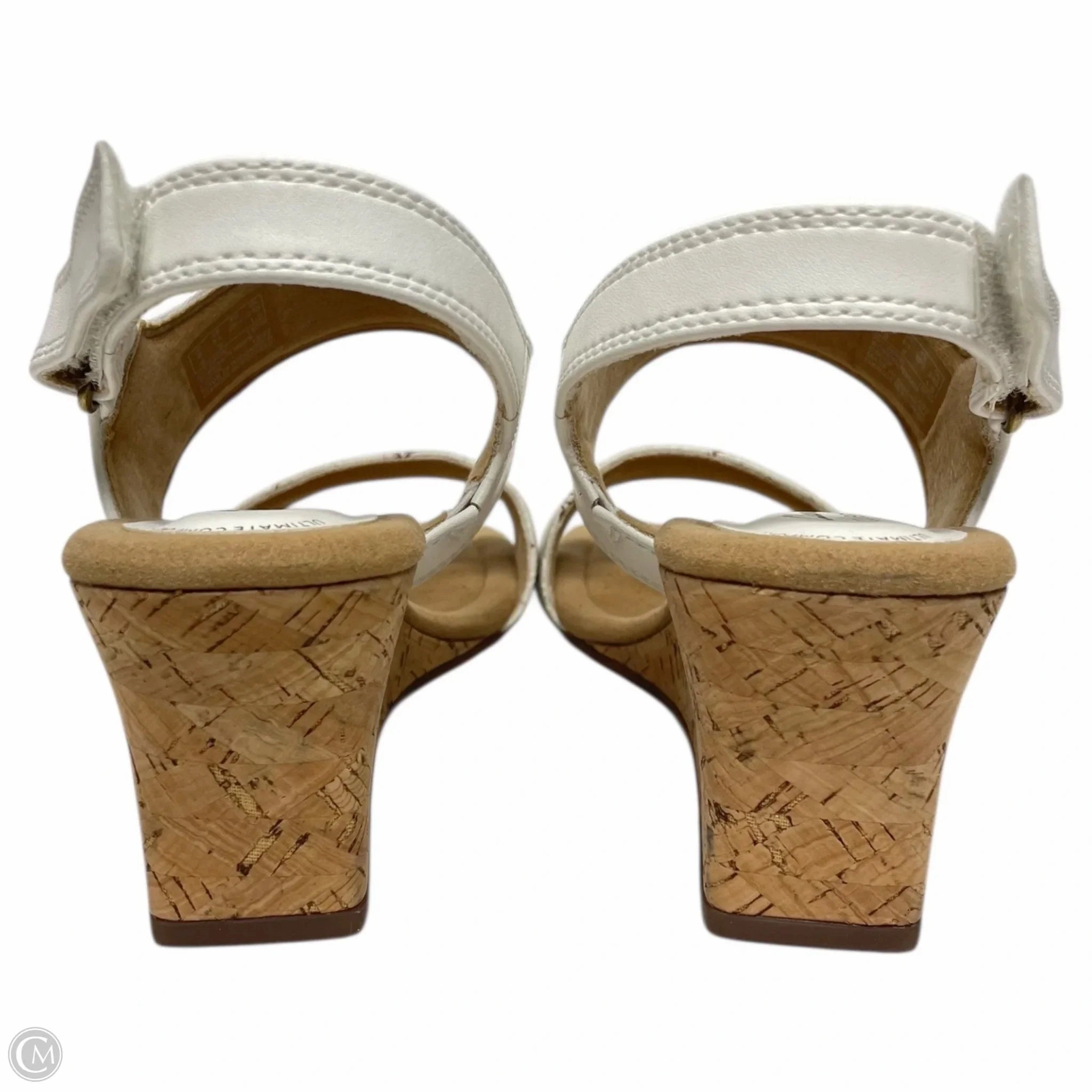 Sandals Heels Wedge By Clarks In Tan & White, Size: 8.5