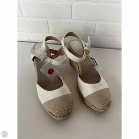 Sandals Heels Wedge By Cole-haan In Tan & White, Size: 8.5