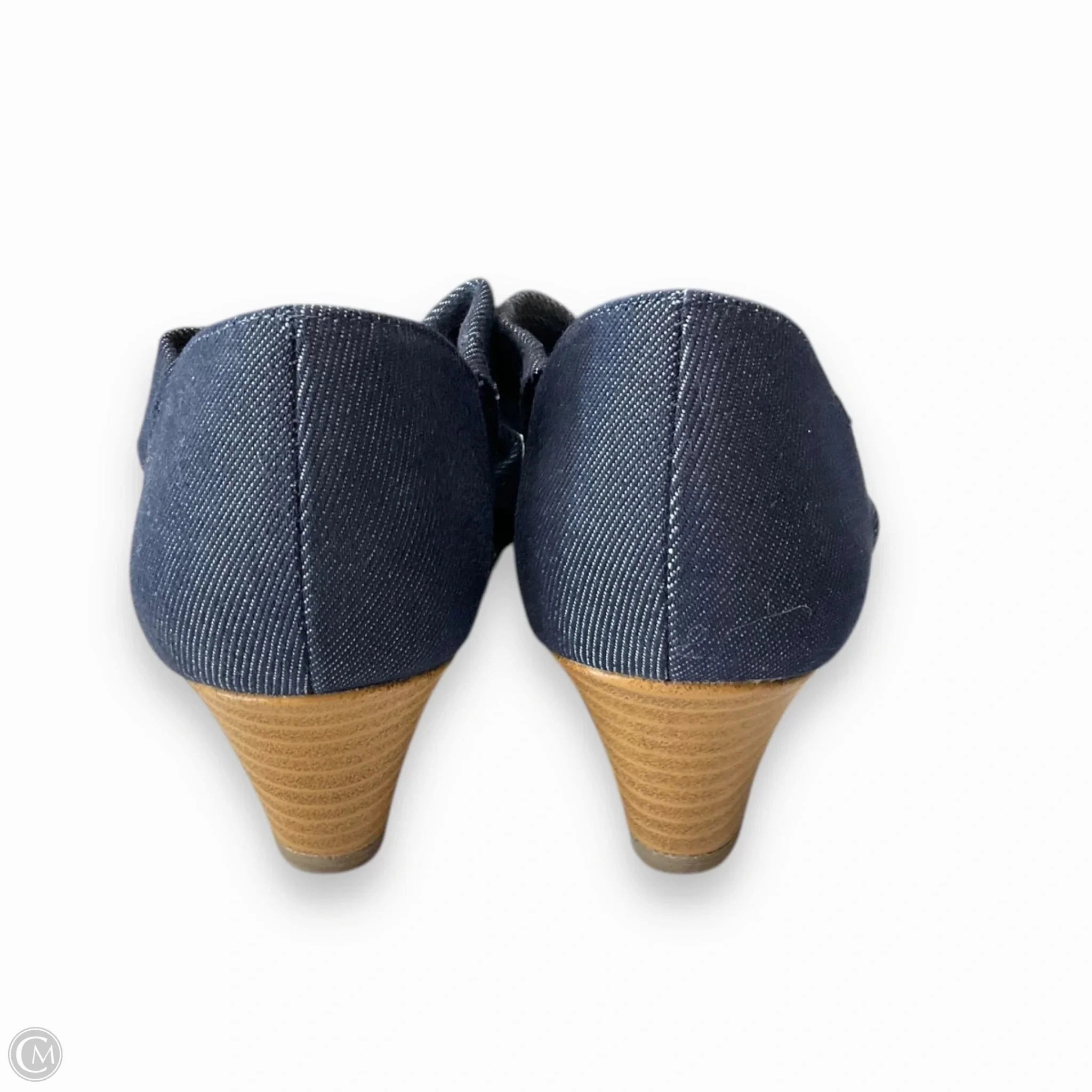 Sandals Heels Wedge By Deflex Comfort In Blue Denim, Size: 6