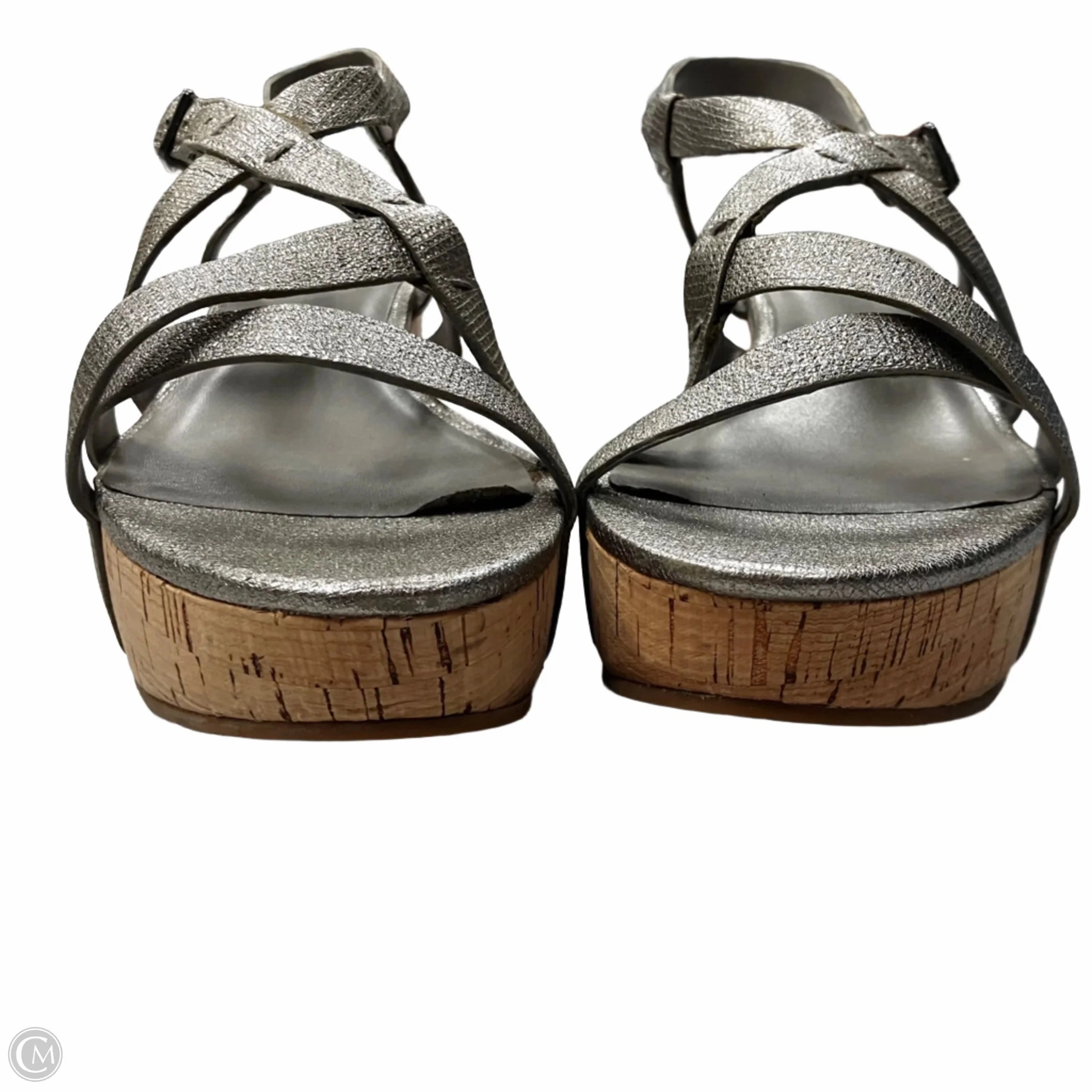 Sandals Heels Wedge By Eileen Fisher In Silver, Size: 7
